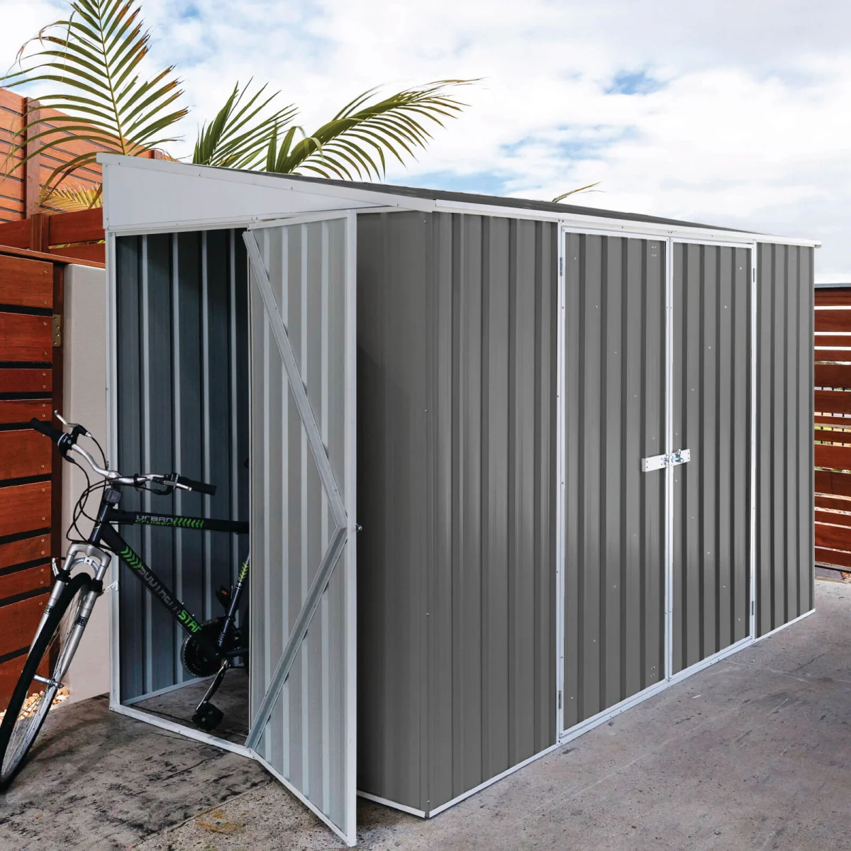 Absco | 10x5 ft Lean To Metal Bike Shed - Image 21