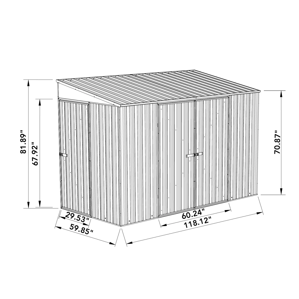 Absco | 10x5 ft Lean To Metal Bike Shed - Image 27
