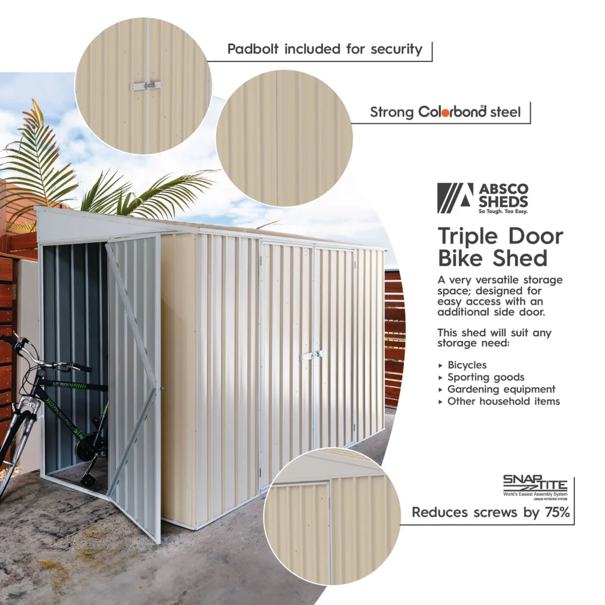 Absco | 10x5 ft Lean To Metal Bike Shed - Image 33