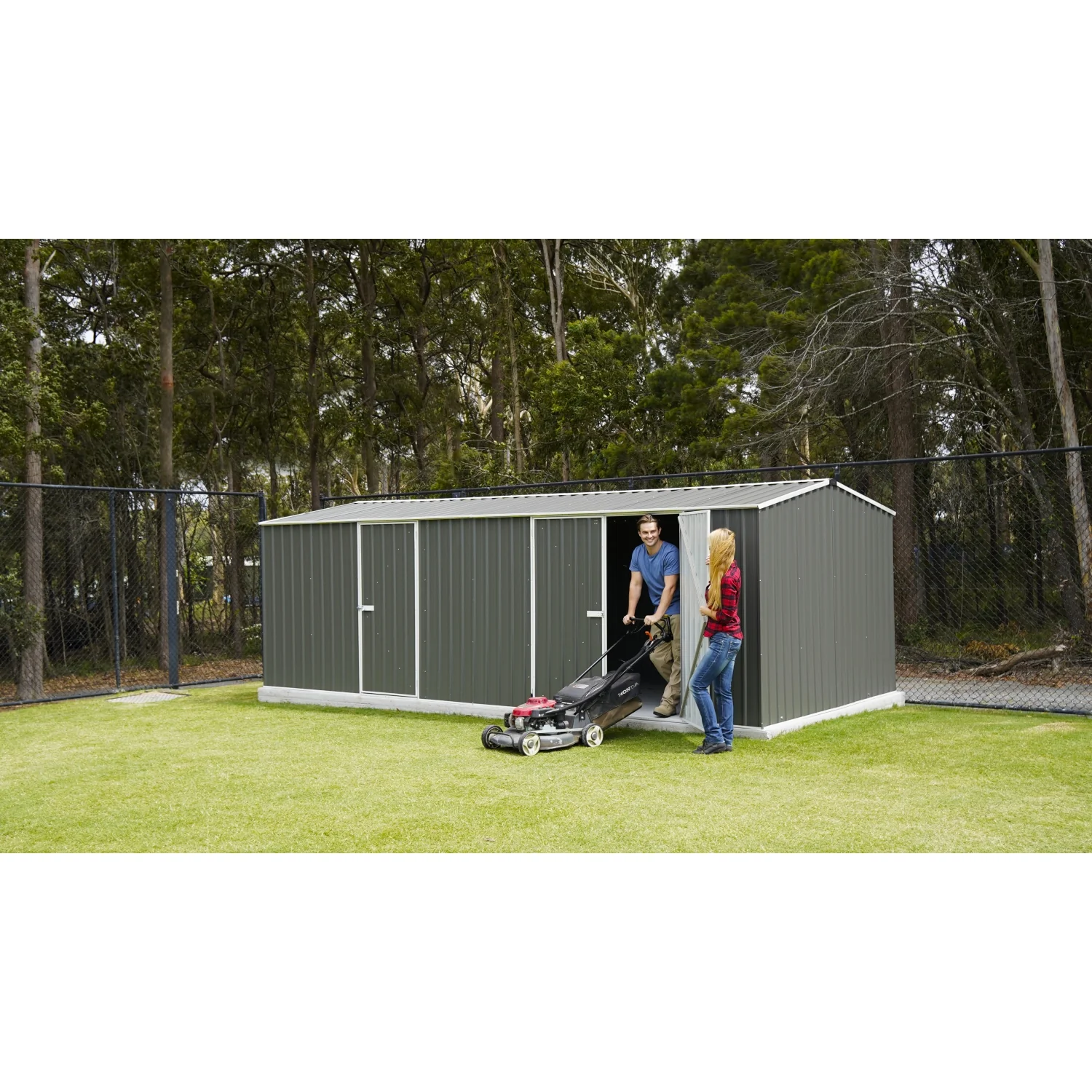Absco | 20x10x6.6 ft Workshop Metal Shed - Woodland Gray - Image 3