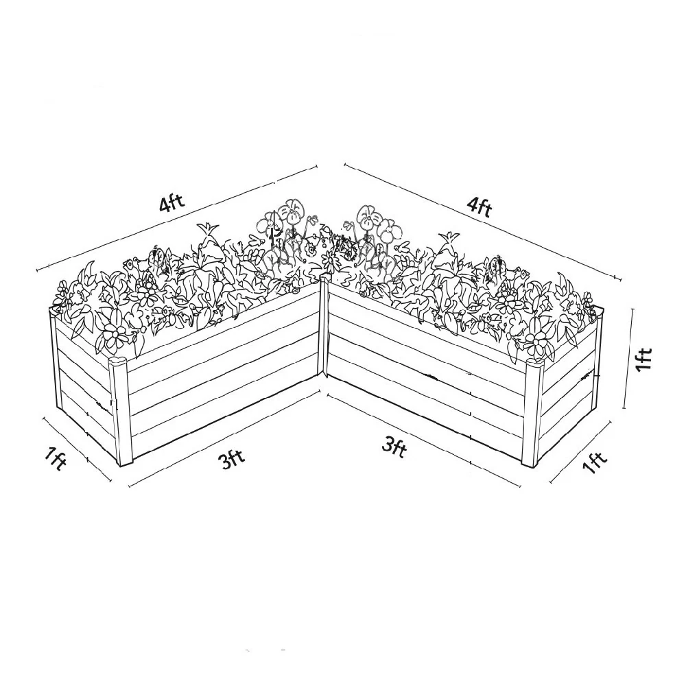Absco | 4x4x1 ft L Shaped Raised Garden Bed - Image 6
