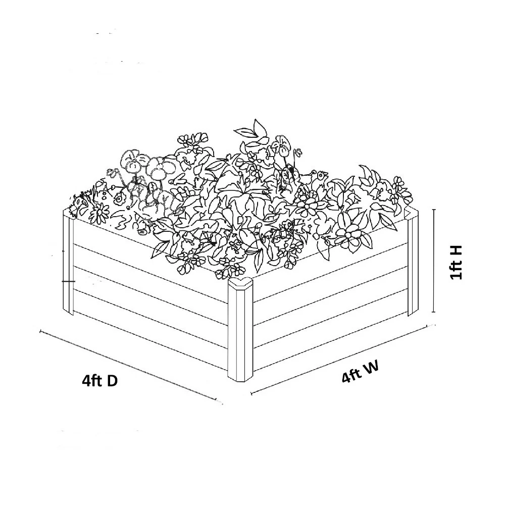Absco | 4x4x1 ft Square Raised Garden Bed - Image 6