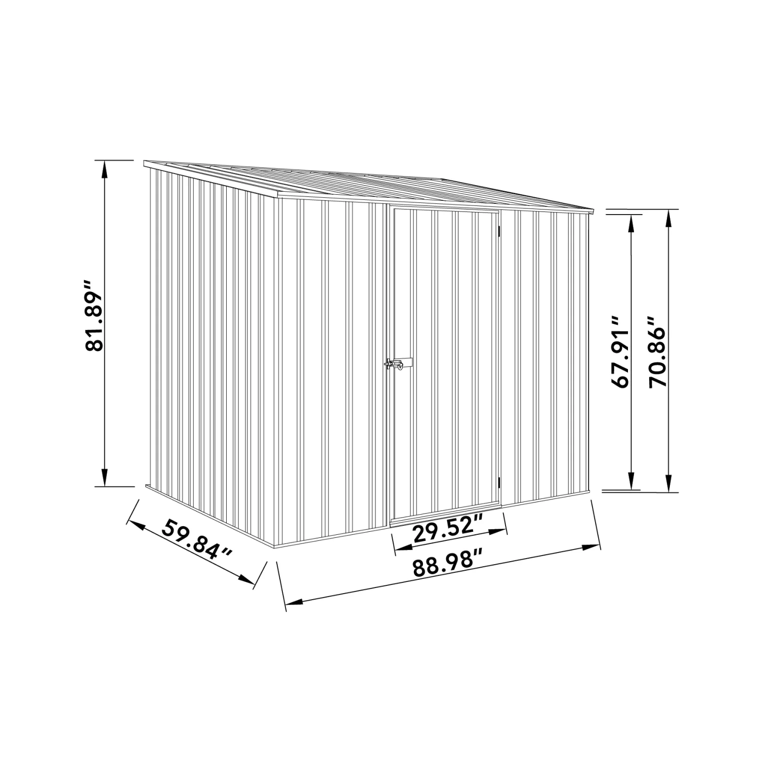 Absco | 7.5x5x7 ft Single Door Space Saver Metal Garden Shed - Woodland Gray - Image 9