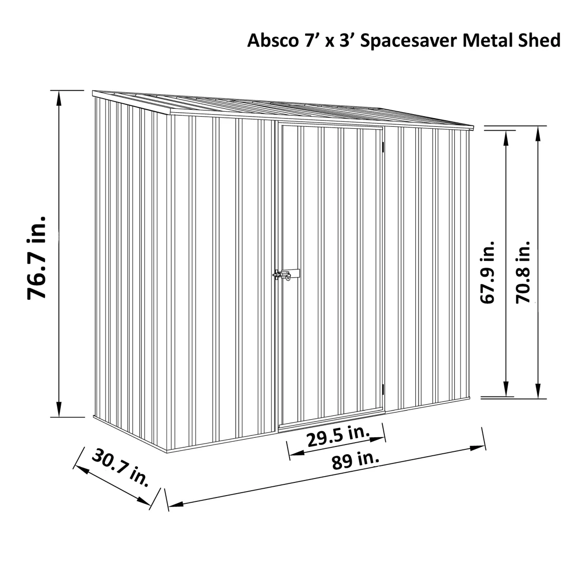 Absco | 7x2.5x6.5 ft Space Saver Metal Storage Shed - Image 10