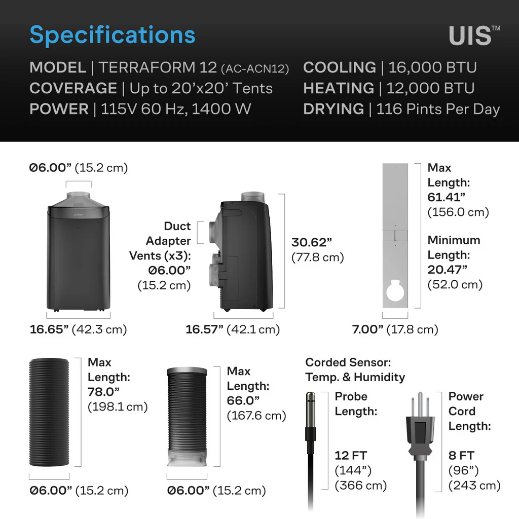 AC Infinity I TERRAFORM Series - Professional All-In-One Climate Control A/C - One-Duct Auto Switching - Image 12