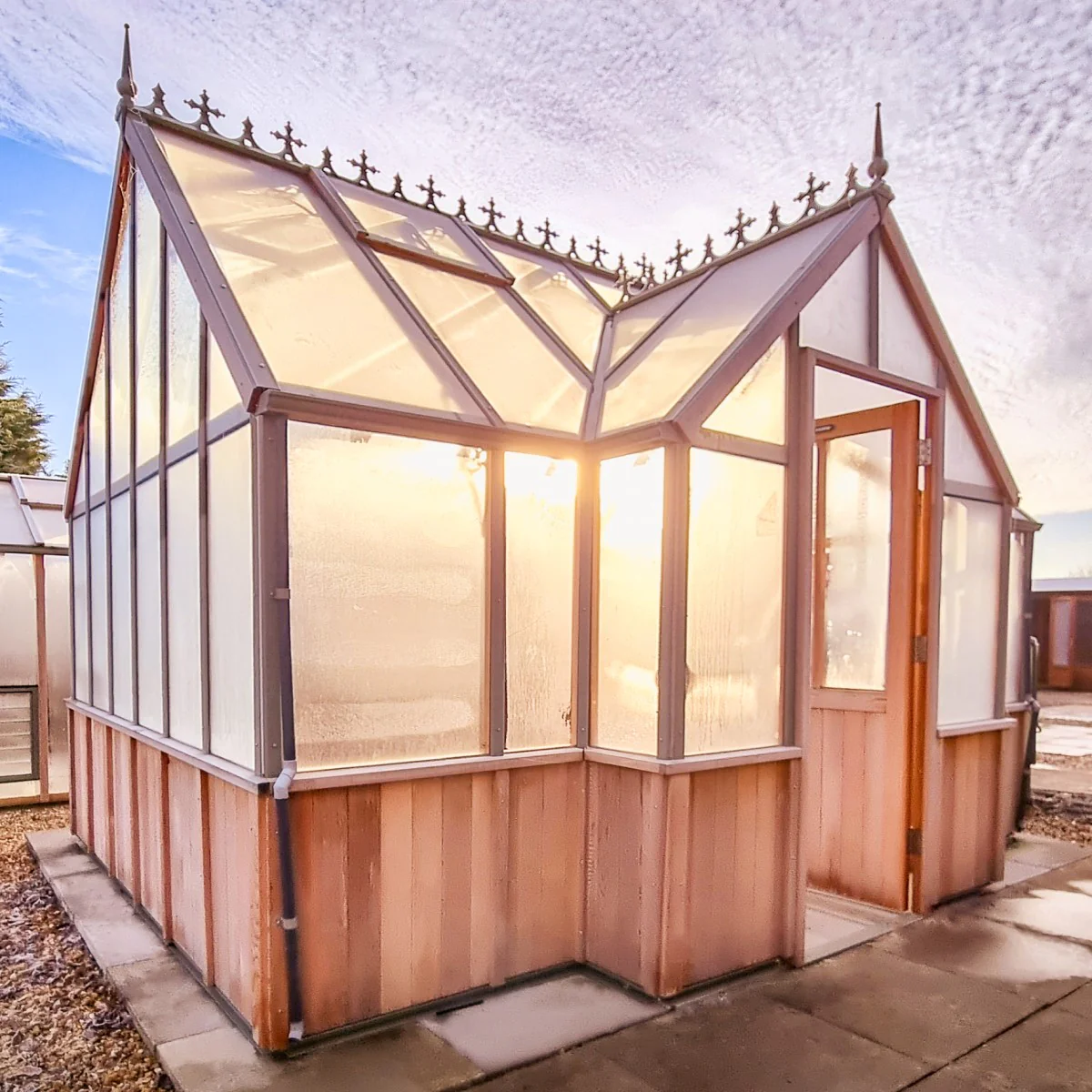 Alton | Cambridge Porch Victorian Half Board Cedar Orangery Greenhouse With 3mm Tempered Glass Glazing - 9 ft. 10 in. Wide - Image 24