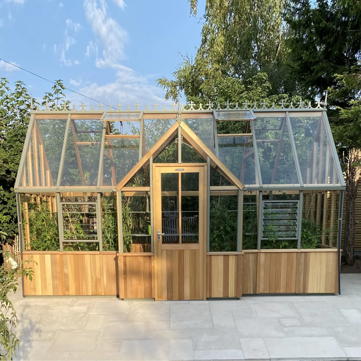 Alton | Cambridge Porch Victorian Half Board Cedar Orangery Greenhouse With 3mm Tempered Glass Glazing - 9 ft. 10 in. Wide - Image 29
