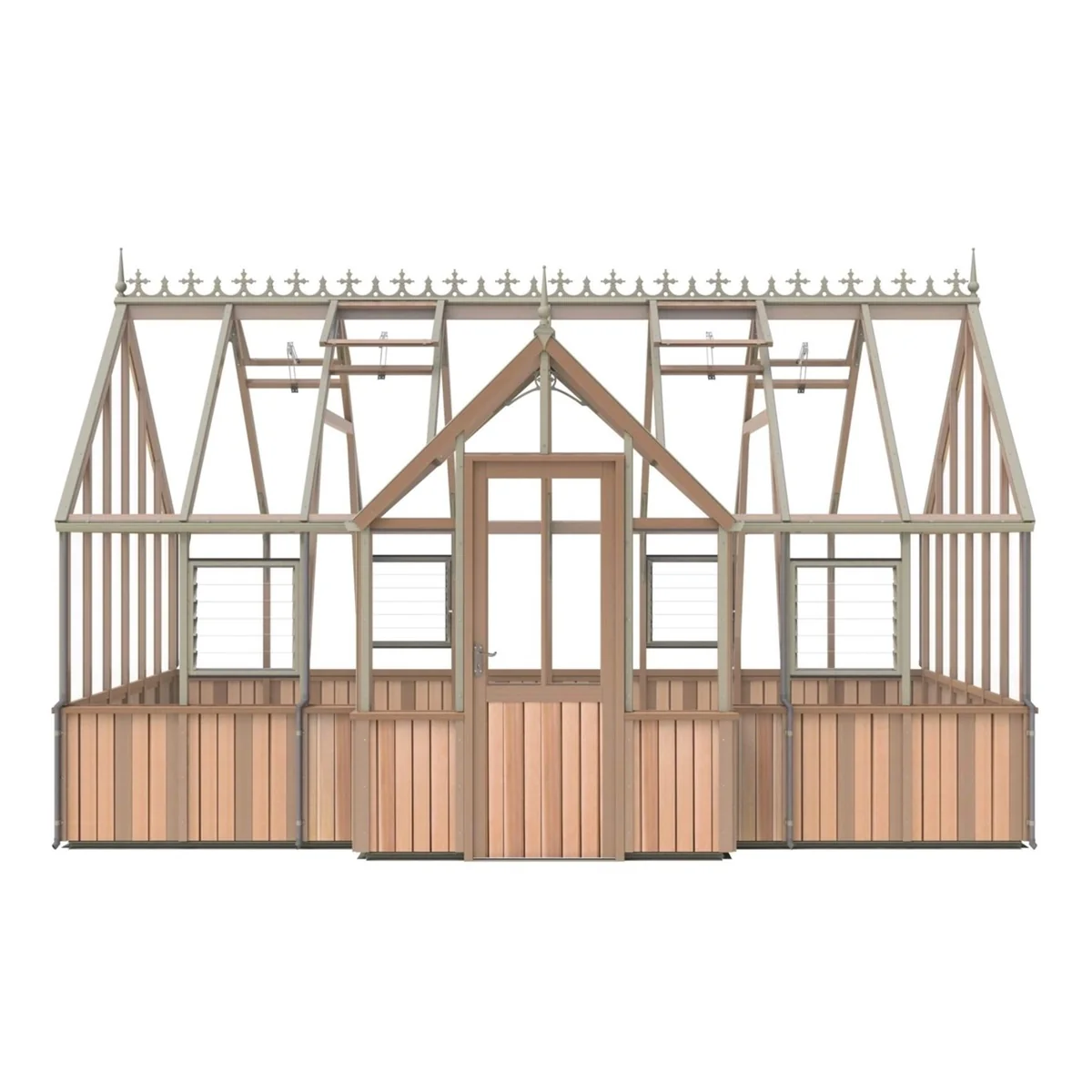 Alton | Cambridge Porch Victorian Half Board Cedar Orangery Greenhouse With 3mm Tempered Glass Glazing - 9 ft. 10 in. Wide - Image 39