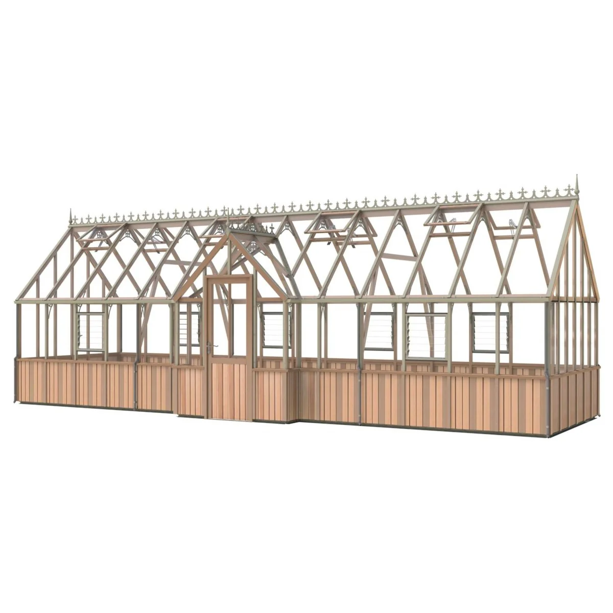 Alton | Cambridge Porch Victorian Half Board Cedar Orangery Greenhouse With 3mm Tempered Glass Glazing - 9 ft. 10 in. Wide - Image 46
