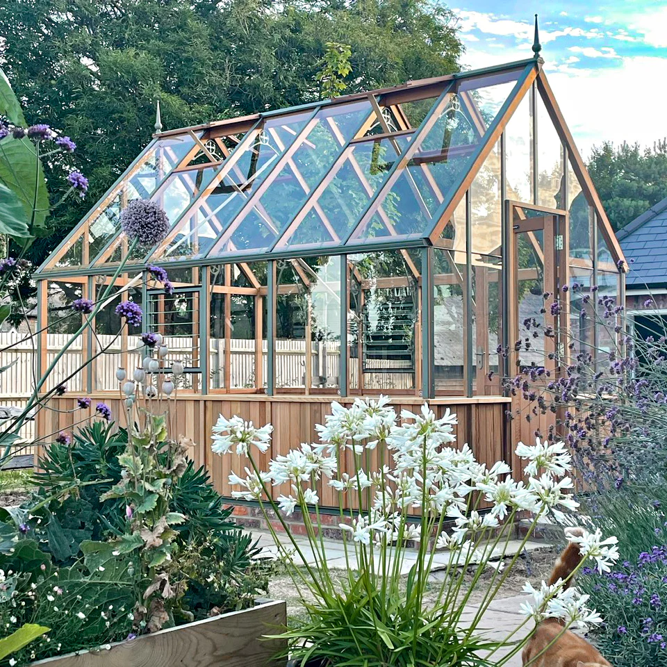 Alton | Cheltenham Victorian Half Board Cedar Greenhouse With 3mm Tempered Glass Glazing - 8 ft. 8 in. Wide - Image 18