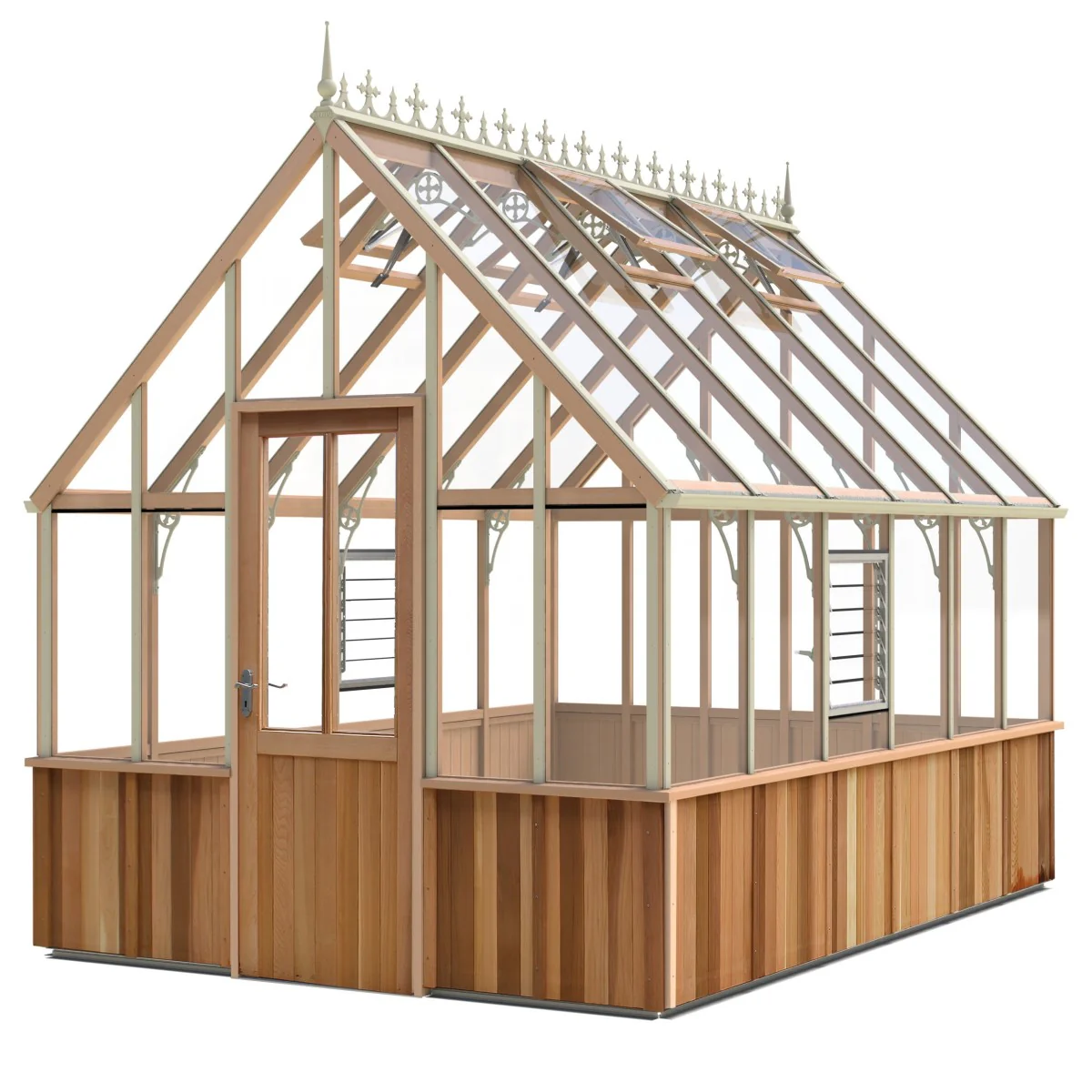 Alton | Cheltenham Victorian Half Board Cedar Greenhouse With 3mm Tempered Glass Glazing - 8 ft. 8 in. Wide - Image 24