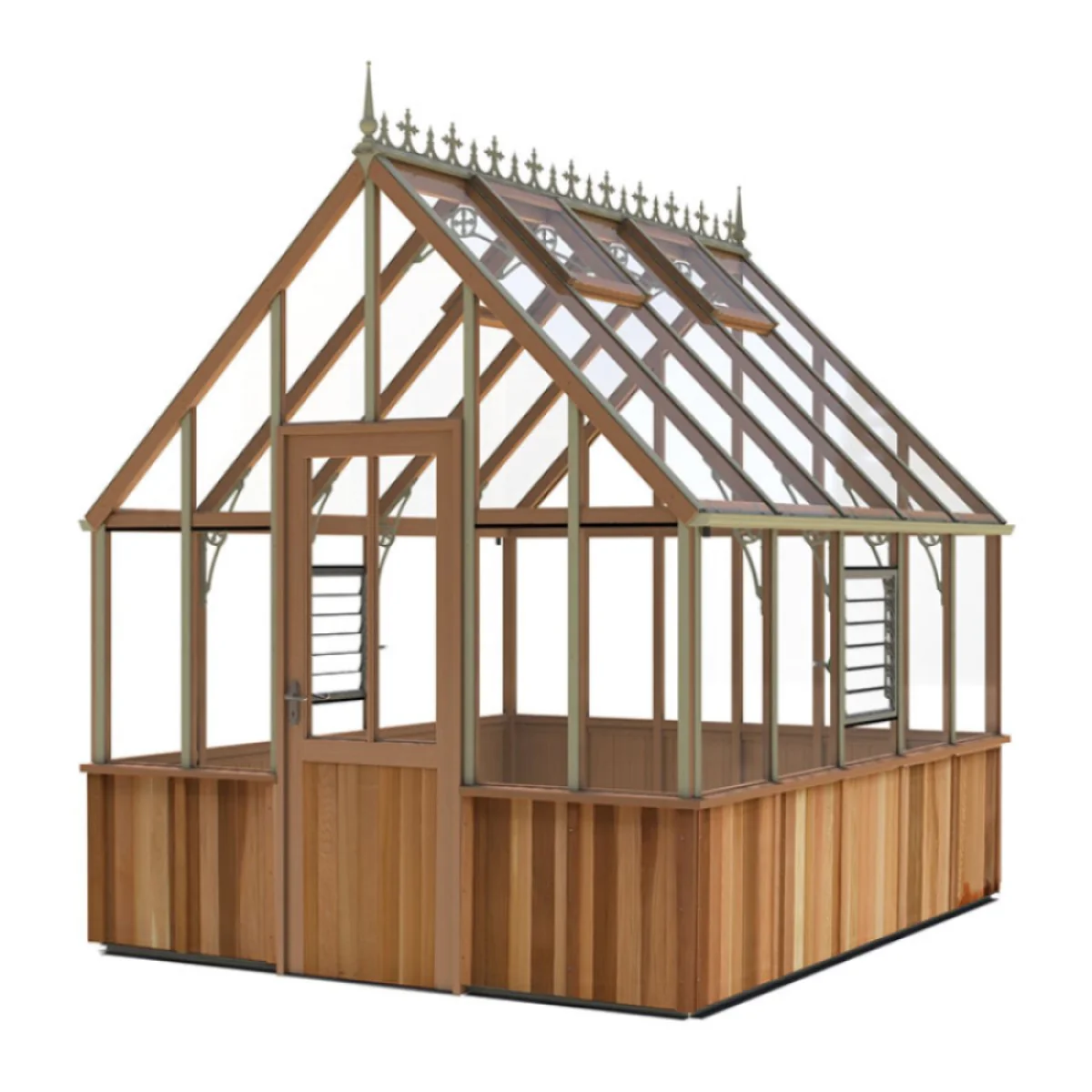 Alton | Cheltenham Victorian Half Board Cedar Greenhouse With 3mm Tempered Glass Glazing - 8 ft. 8 in. Wide - Image 28