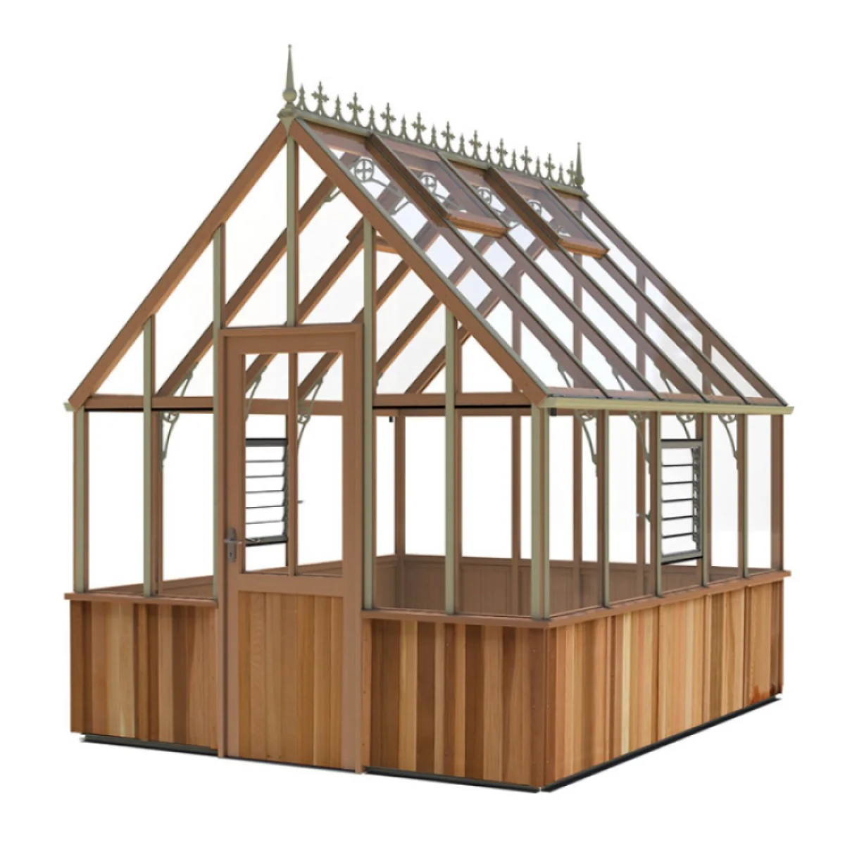 Alton | Cheltenham Victorian Half Board Cedar Greenhouse With 3mm Tempered Glass Glazing - 8 ft. 8 in. Wide - Image 29