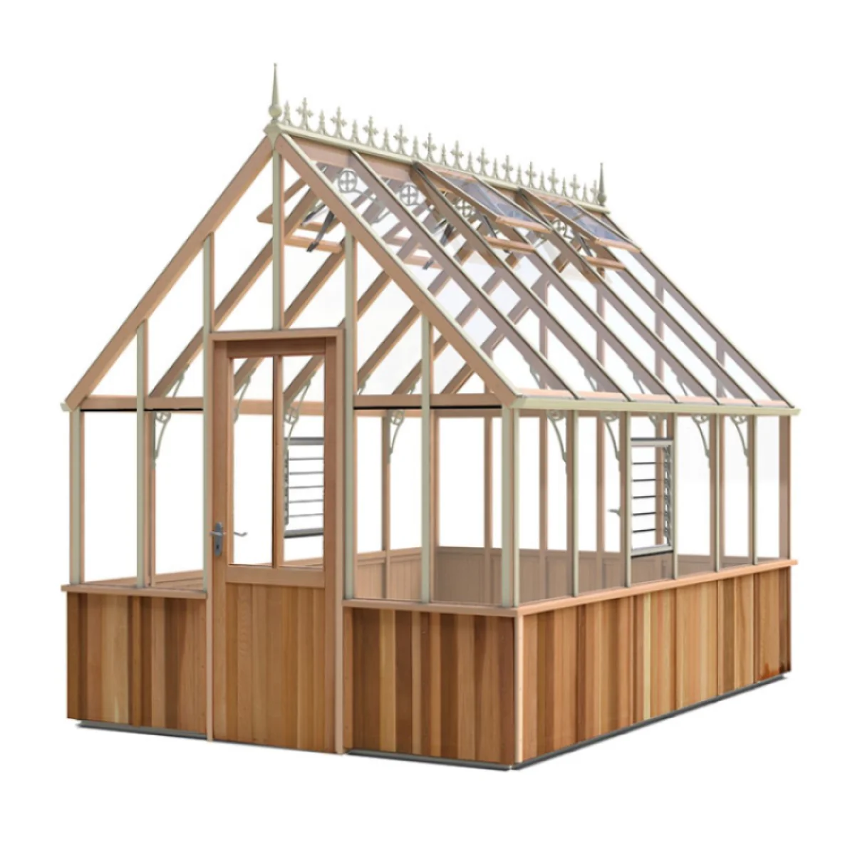 Alton | Cheltenham Victorian Half Board Cedar Greenhouse With 3mm Tempered Glass Glazing - 8 ft. 8 in. Wide - Image 30