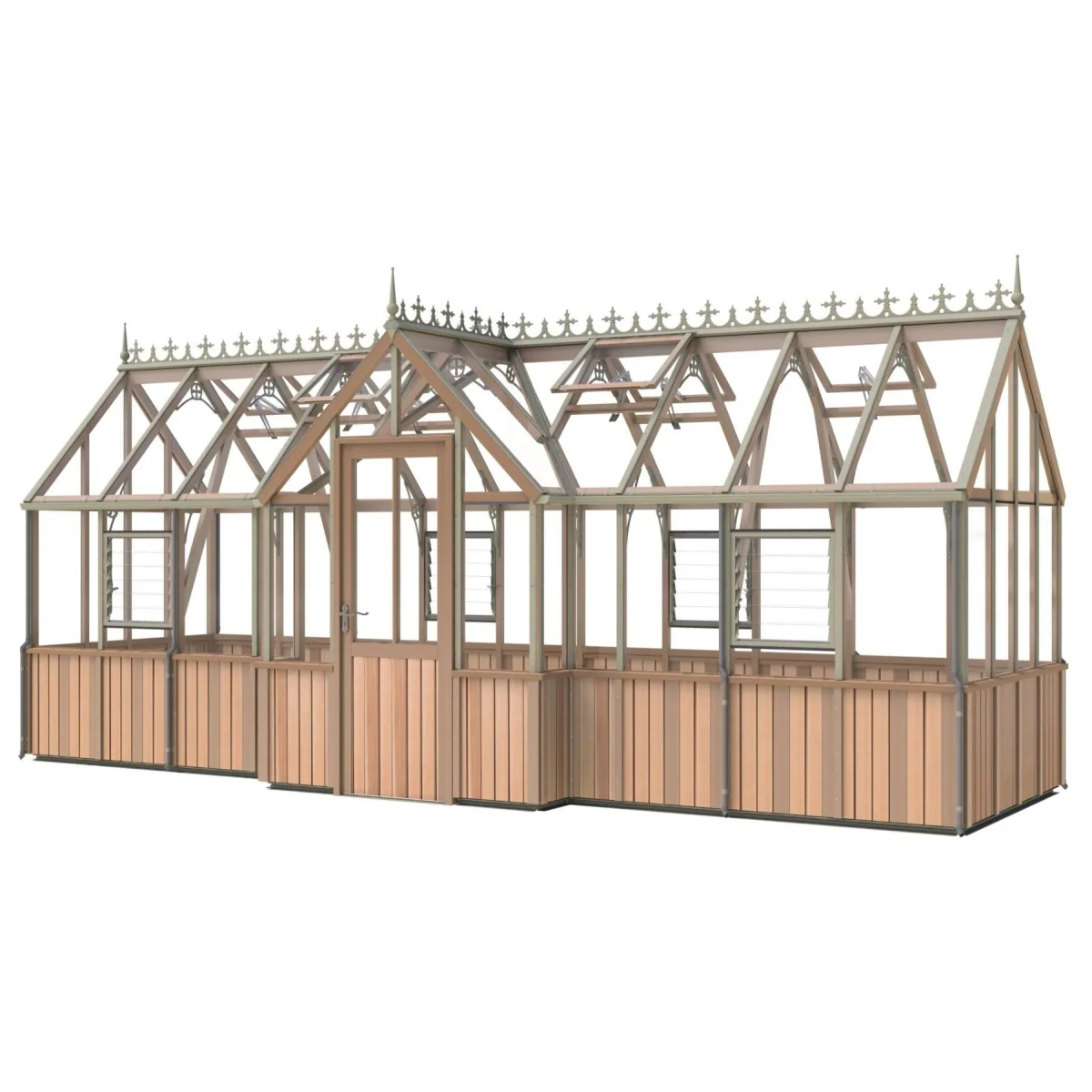 Alton | Durham Victorian Half Board Cedar Orangery With 3mm Tempered Glass Glazing - 7 ft. 4 in. Wide - Image 16