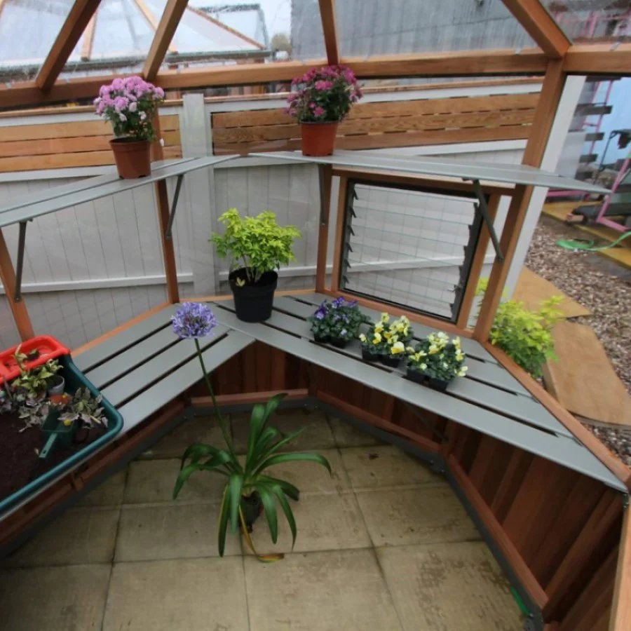 Alton | Octagonal Half Board Cedar Greenhouse With 3mm Tempered Glass Glazing - Image 18