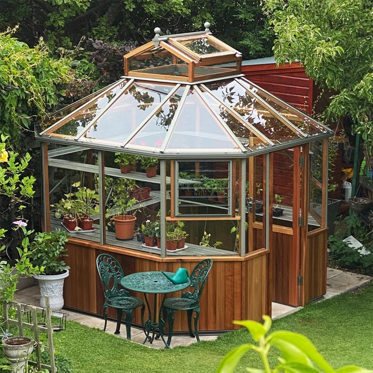 Alton | Octagonal Half Board Cedar Greenhouse With 3mm Tempered Glass Glazing - Image 25