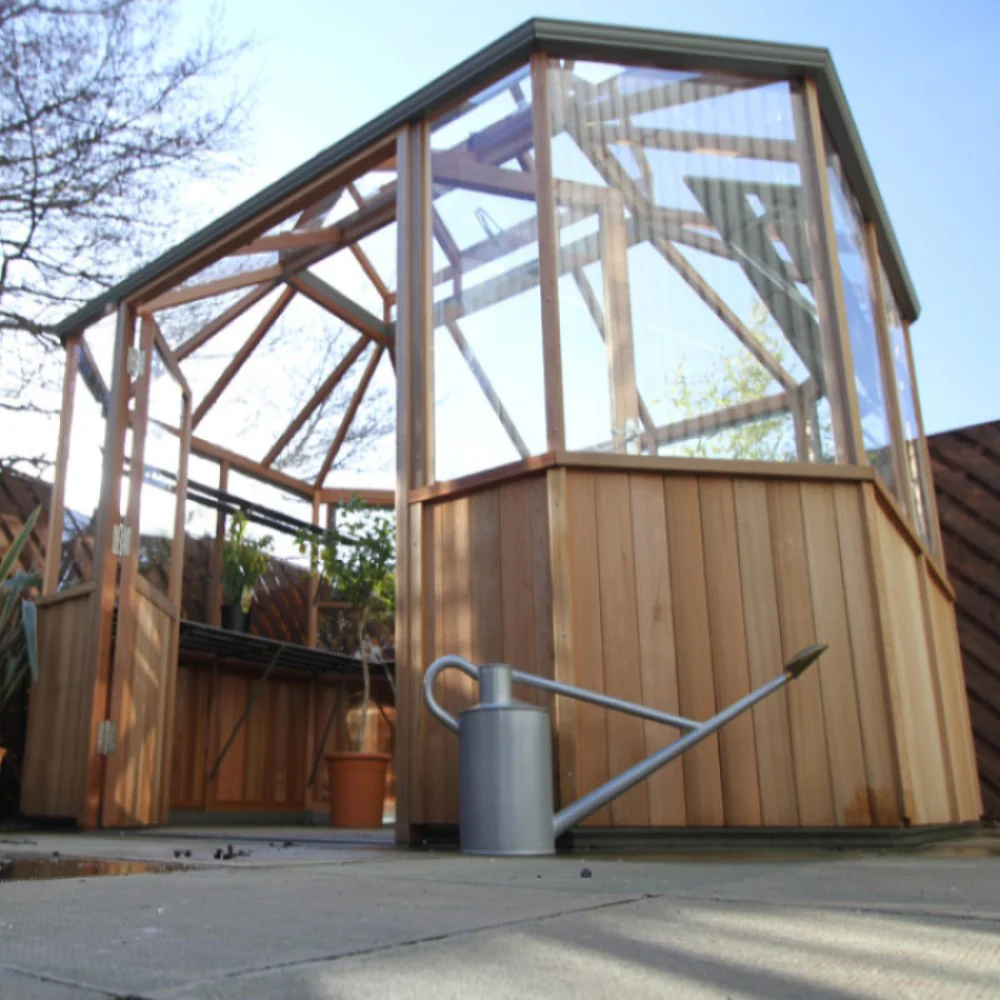 Alton | Octagonal Half Board Cedar Greenhouse With 3mm Tempered Glass Glazing - Image 26