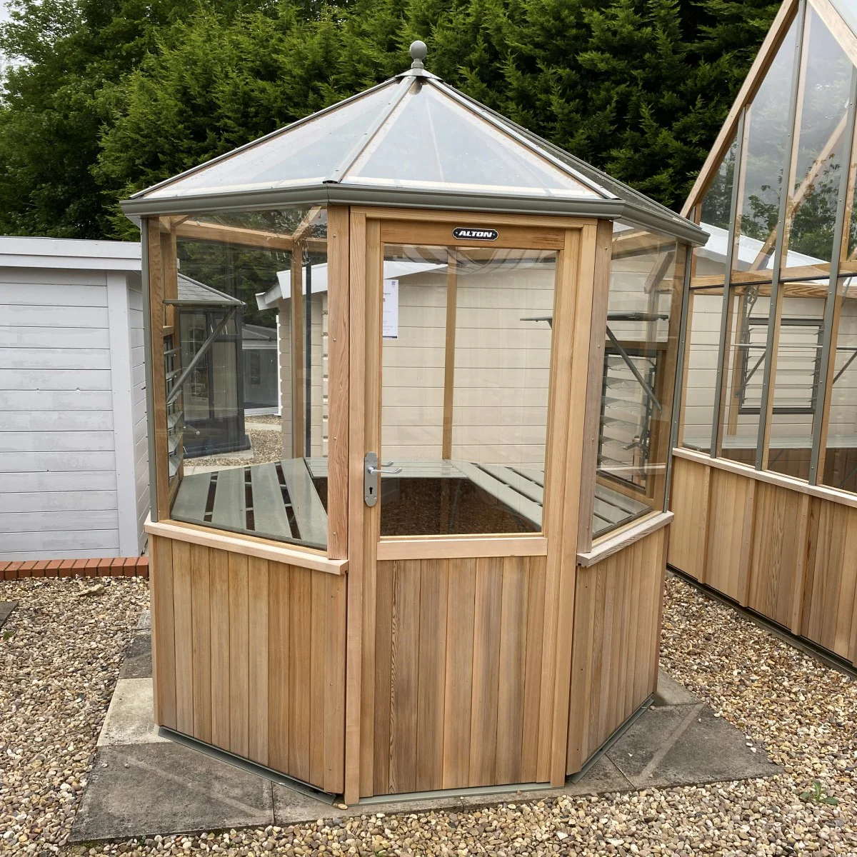 Alton | Octagonal Half Board Cedar Greenhouse With 3mm Tempered Glass Glazing - Image 27