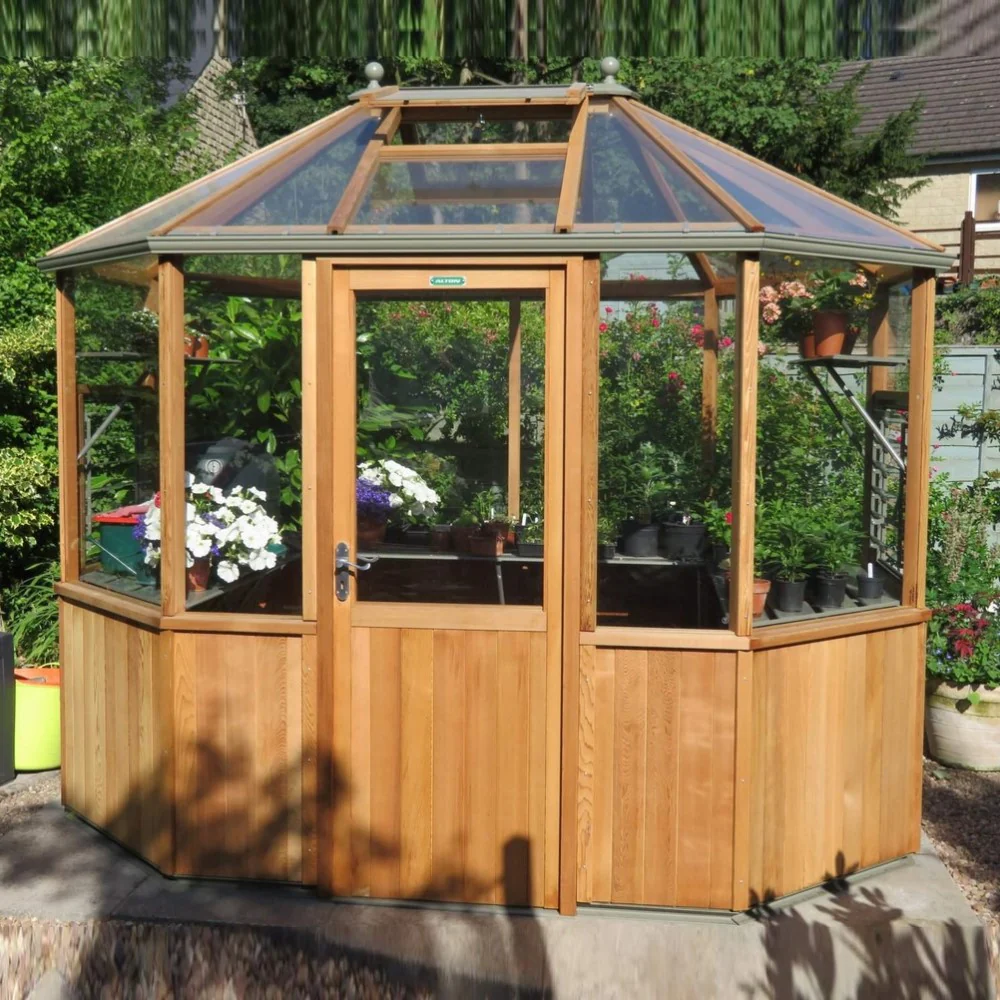Alton | Octagonal Half Board Cedar Greenhouse With 3mm Tempered Glass Glazing - Image 30