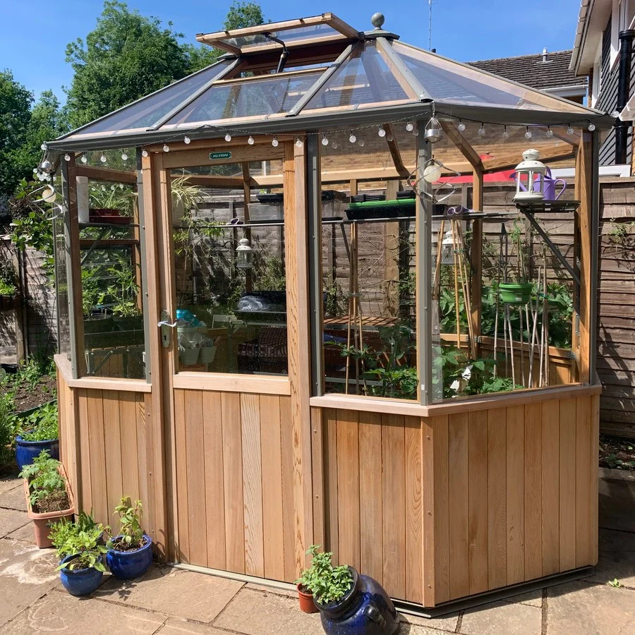 Alton | Octagonal Half Board Cedar Greenhouse With 3mm Tempered Glass Glazing - Image 34