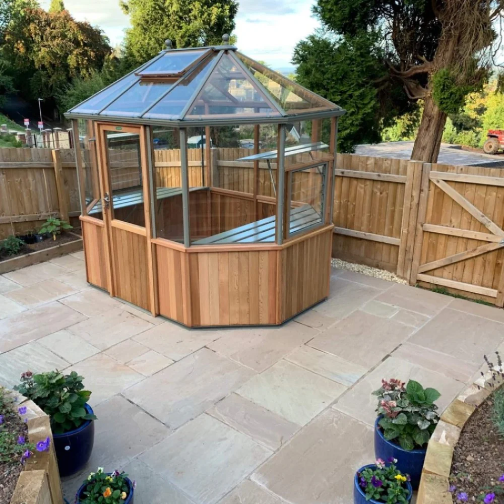 Alton | Octagonal Half Board Cedar Greenhouse With 3mm Tempered Glass Glazing - Image 36