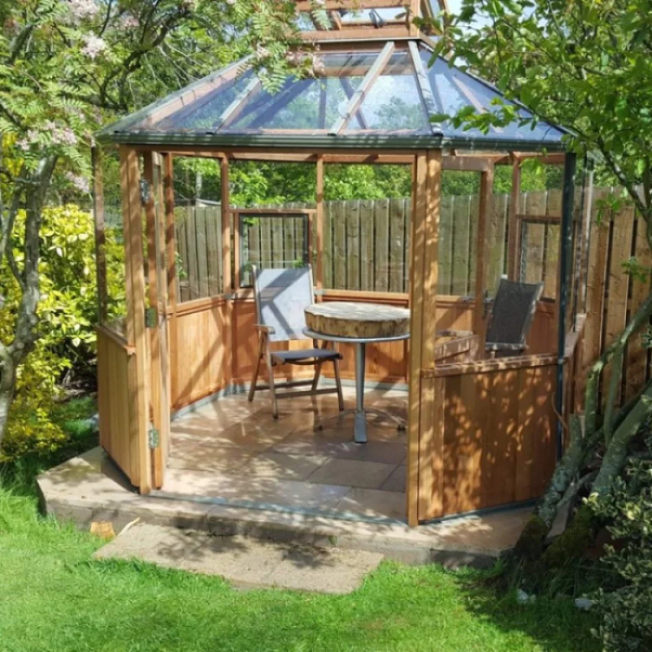 Alton | Octagonal Half Board Cedar Greenhouse With 3mm Tempered Glass Glazing - Image 42