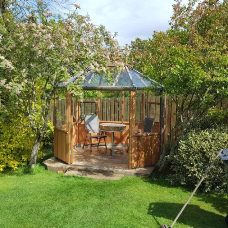 Alton | Octagonal Half Board Cedar Greenhouse With 3mm Tempered Glass Glazing - Image 43