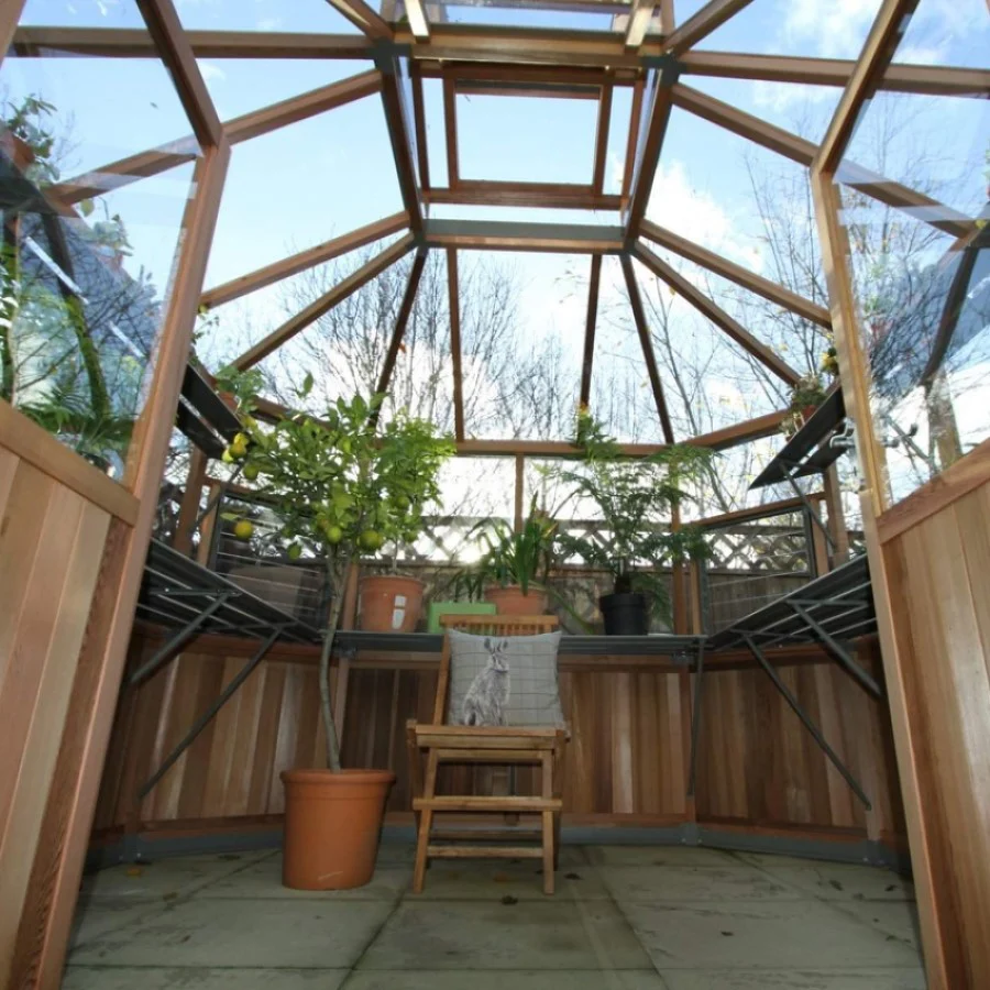 Alton | Octagonal Half Board Cedar Greenhouse With 3mm Tempered Glass Glazing - Image 44