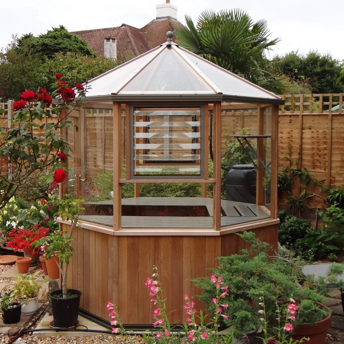 Alton | Octagonal Half Board Cedar Greenhouse With 3mm Tempered Glass Glazing - Image 45
