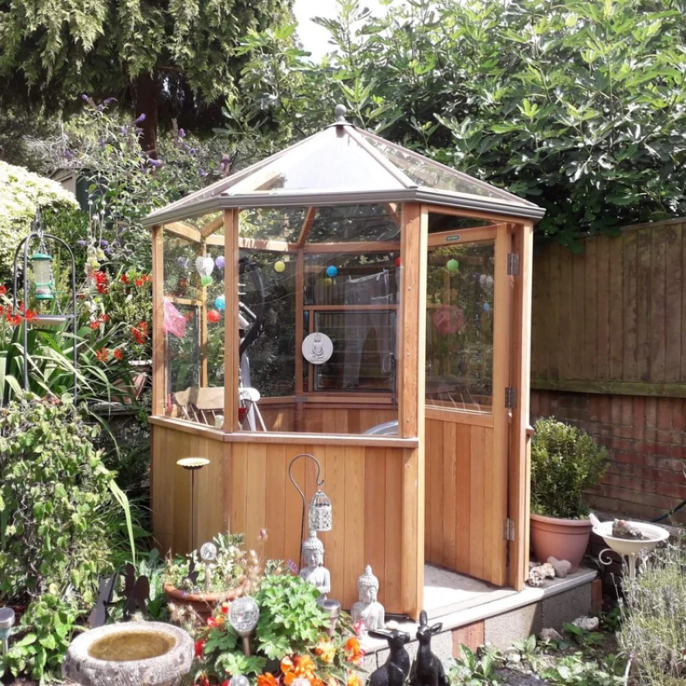 Alton | Octagonal Half Board Cedar Greenhouse With 3mm Tempered Glass Glazing - Image 46