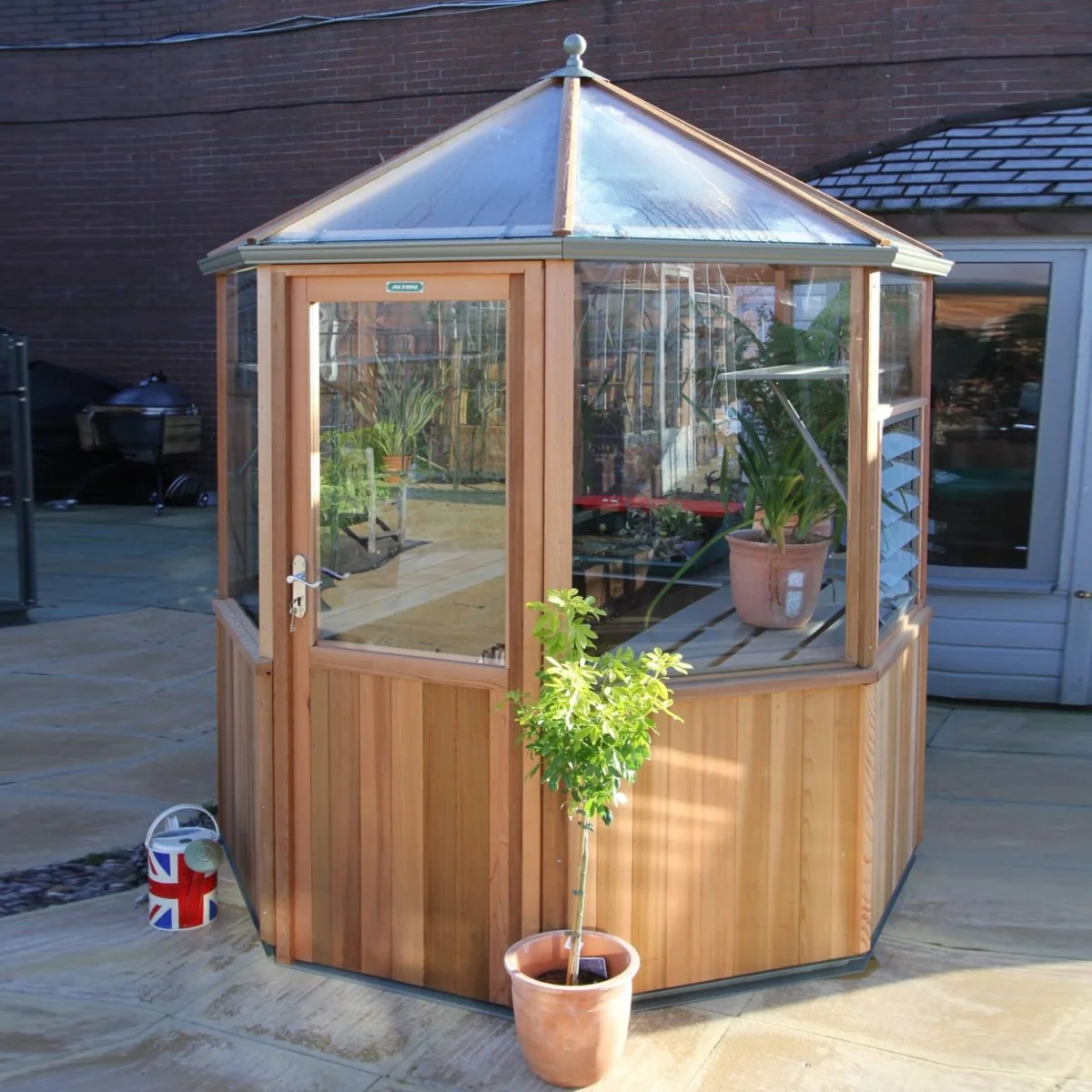 Alton | Octagonal Half Board Cedar Greenhouse With 3mm Tempered Glass Glazing - Image 48