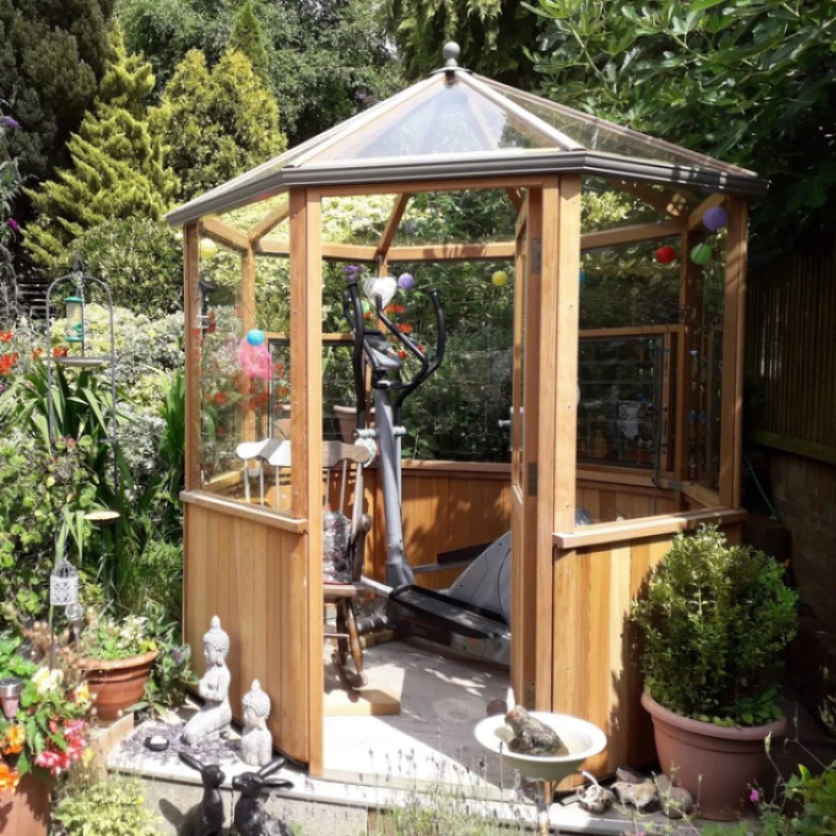 Alton | Octagonal Half Board Cedar Greenhouse With 3mm Tempered Glass Glazing - Image 49
