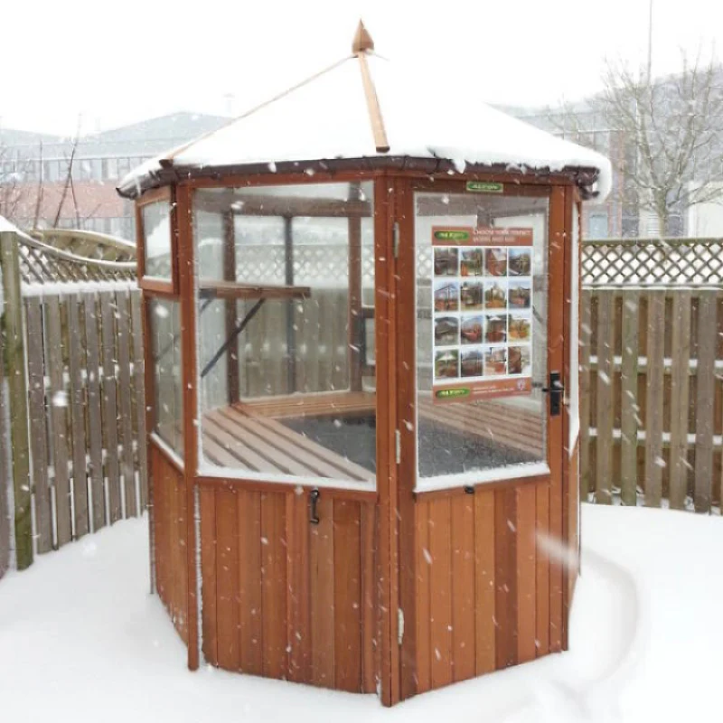 Alton | Octagonal Half Board Cedar Greenhouse With 3mm Tempered Glass Glazing - Image 52