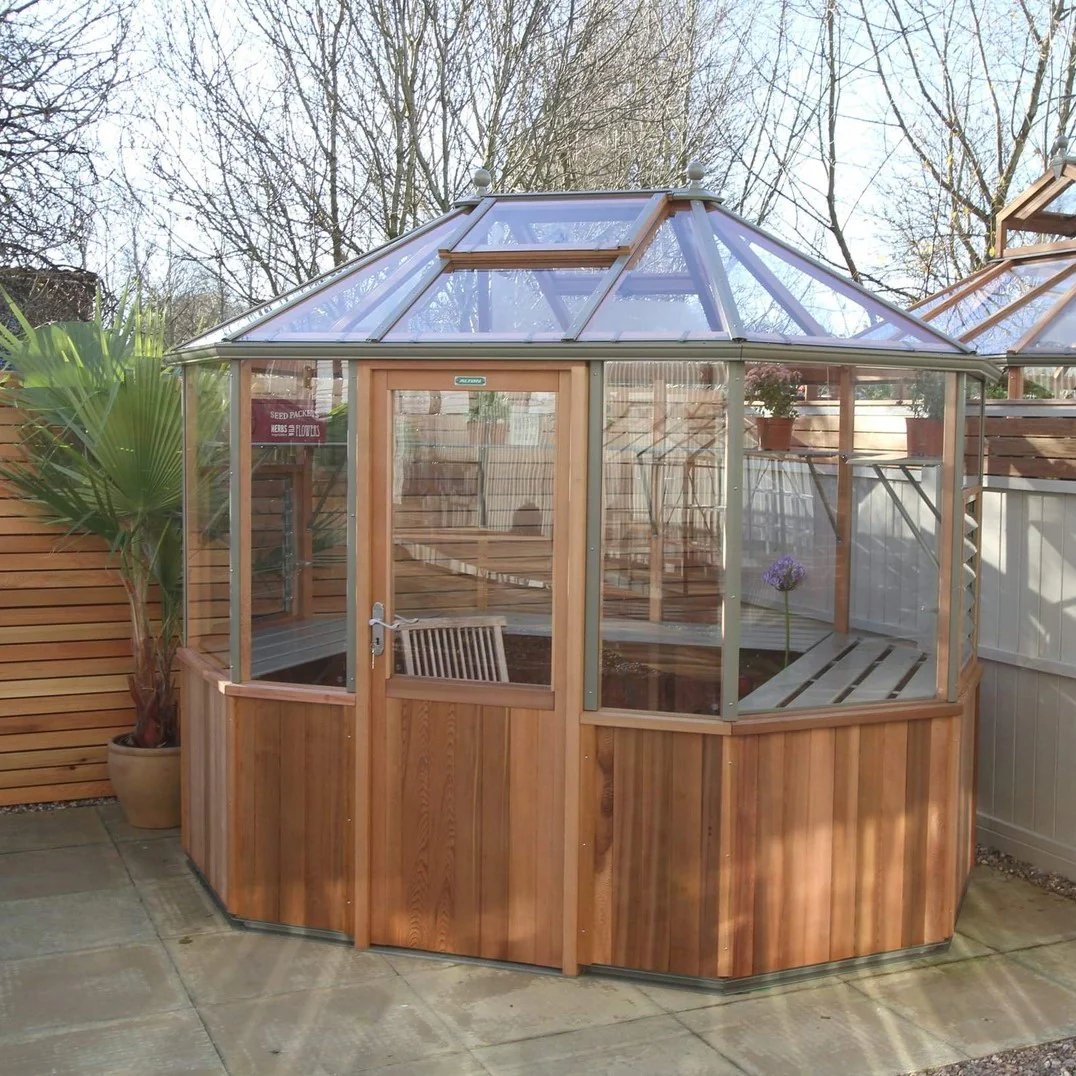 Alton | Octagonal Half Board Cedar Greenhouse With 3mm Tempered Glass Glazing - Image 55