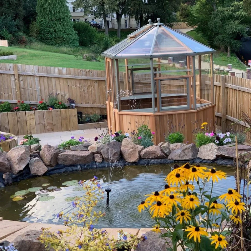 Alton | Octagonal Half Board Cedar Greenhouse With 3mm Tempered Glass Glazing - Image 56