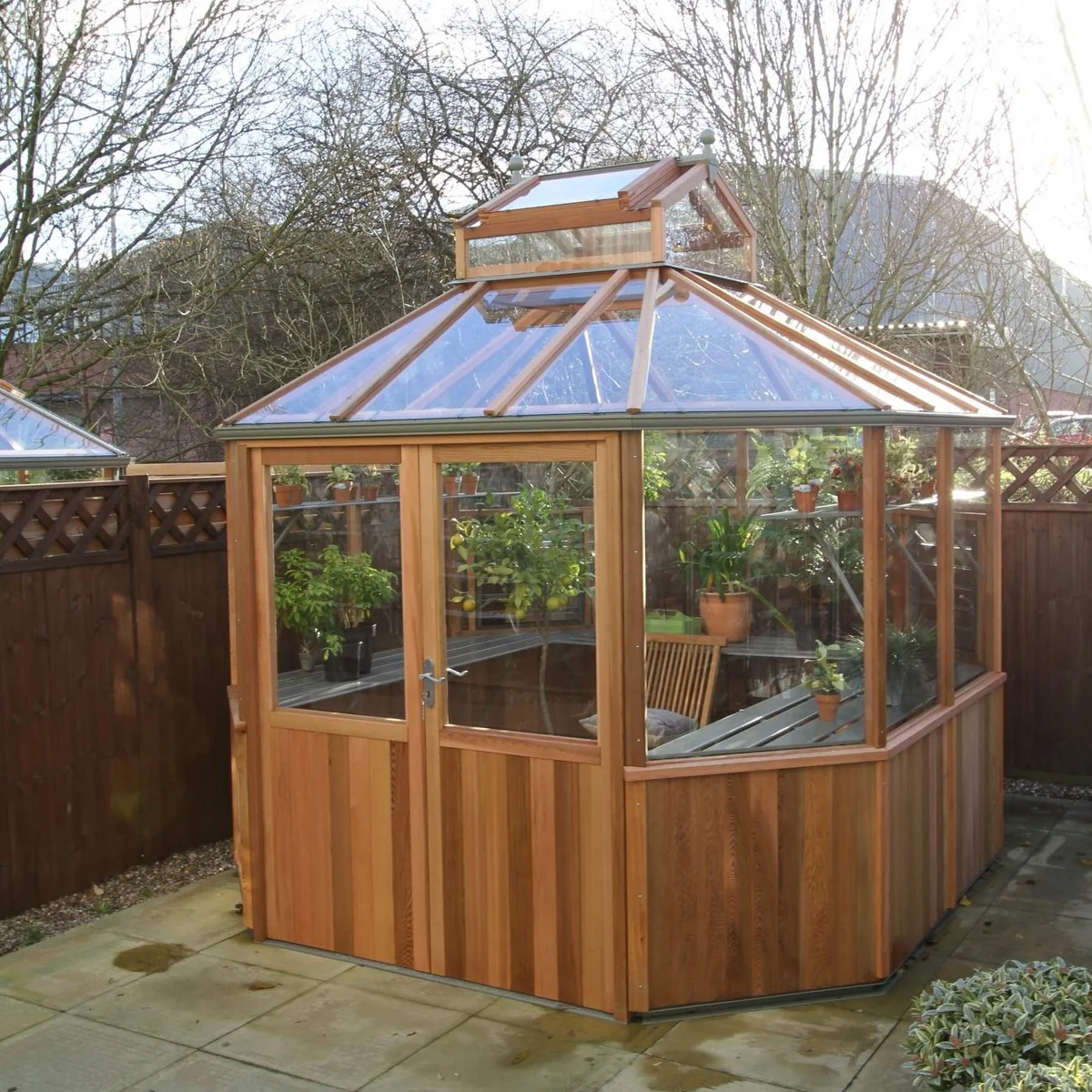 Alton | Octagonal Half Board Cedar Greenhouse With 3mm Tempered Glass Glazing - Image 60