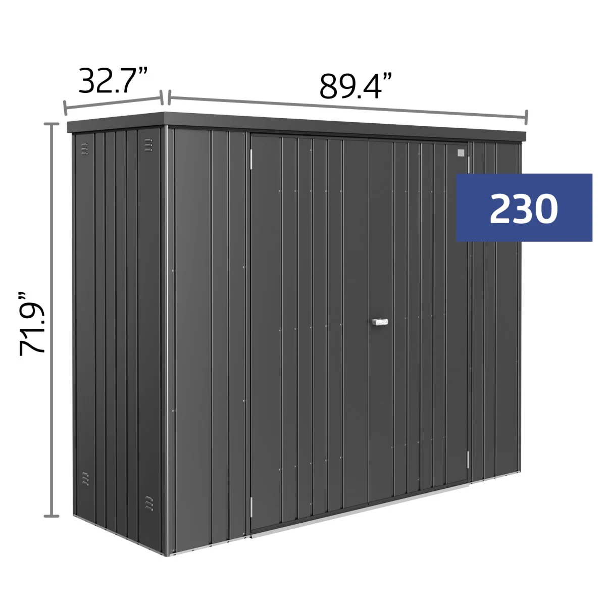 Biohort | 7.5x2.7x6 ft Equipment Locker 230 - Dark Gray - Image 15