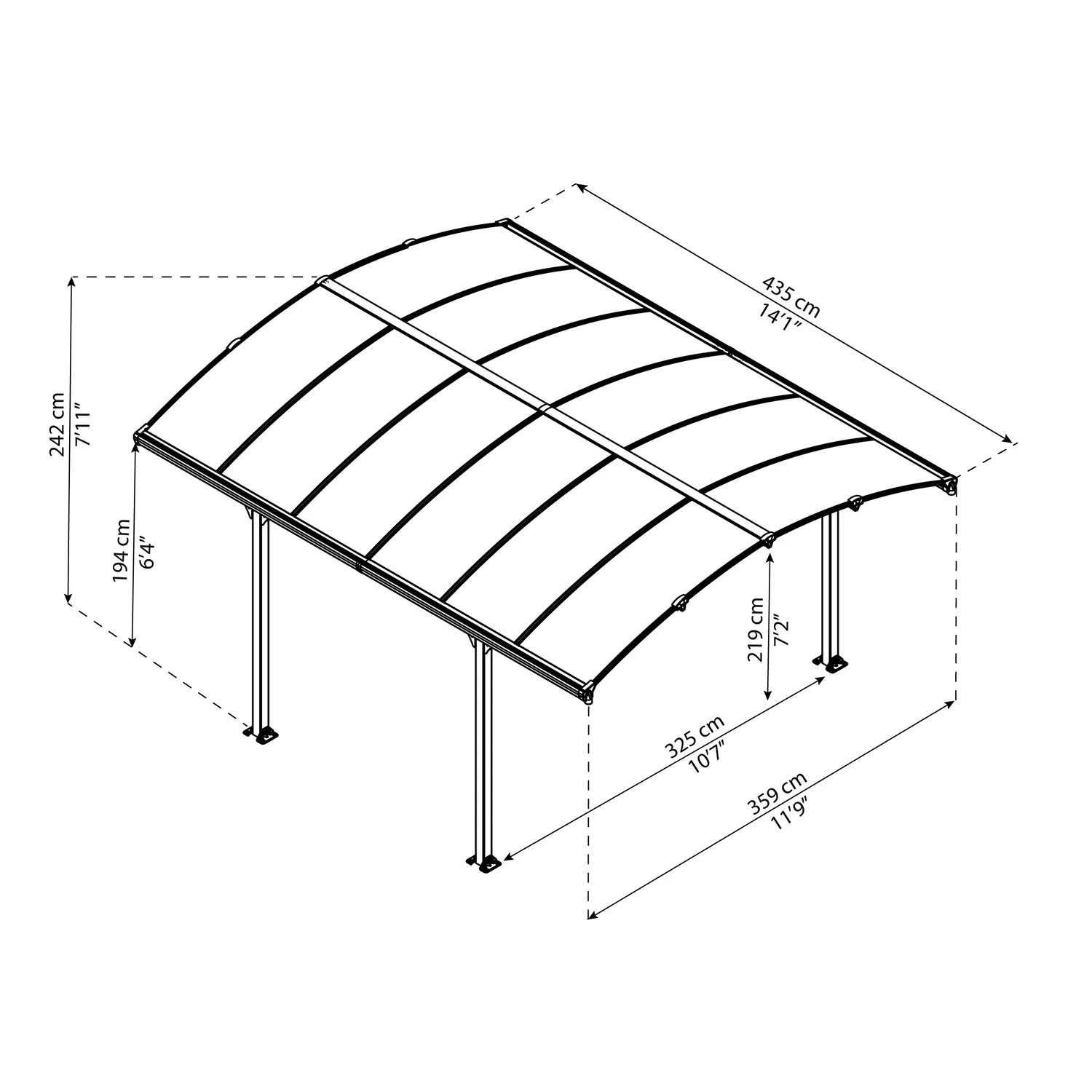 Palram - Canopia | Arcadia 5000 Carport 12x14x8 ft - Image 8