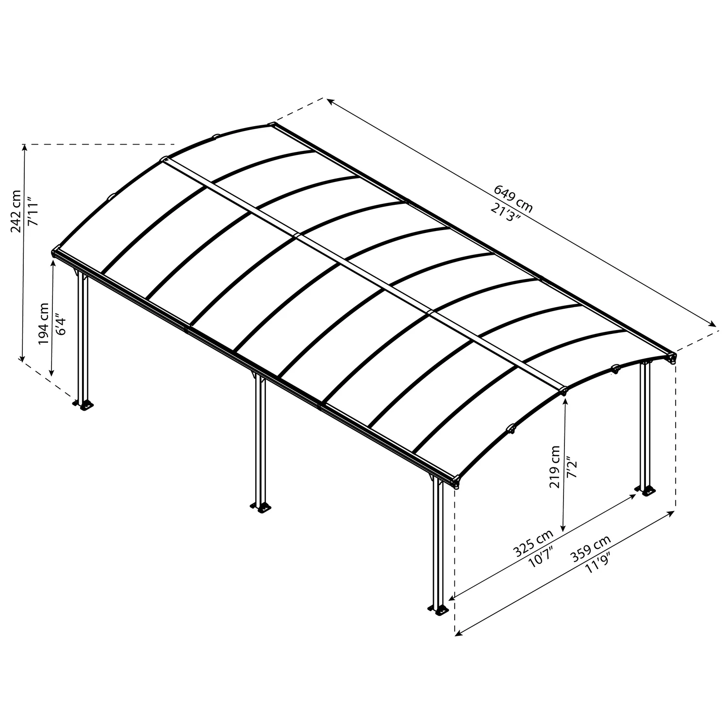 Palram - Canopia | Arcadia 5000 Carport 12x21x8 ft - Image 8