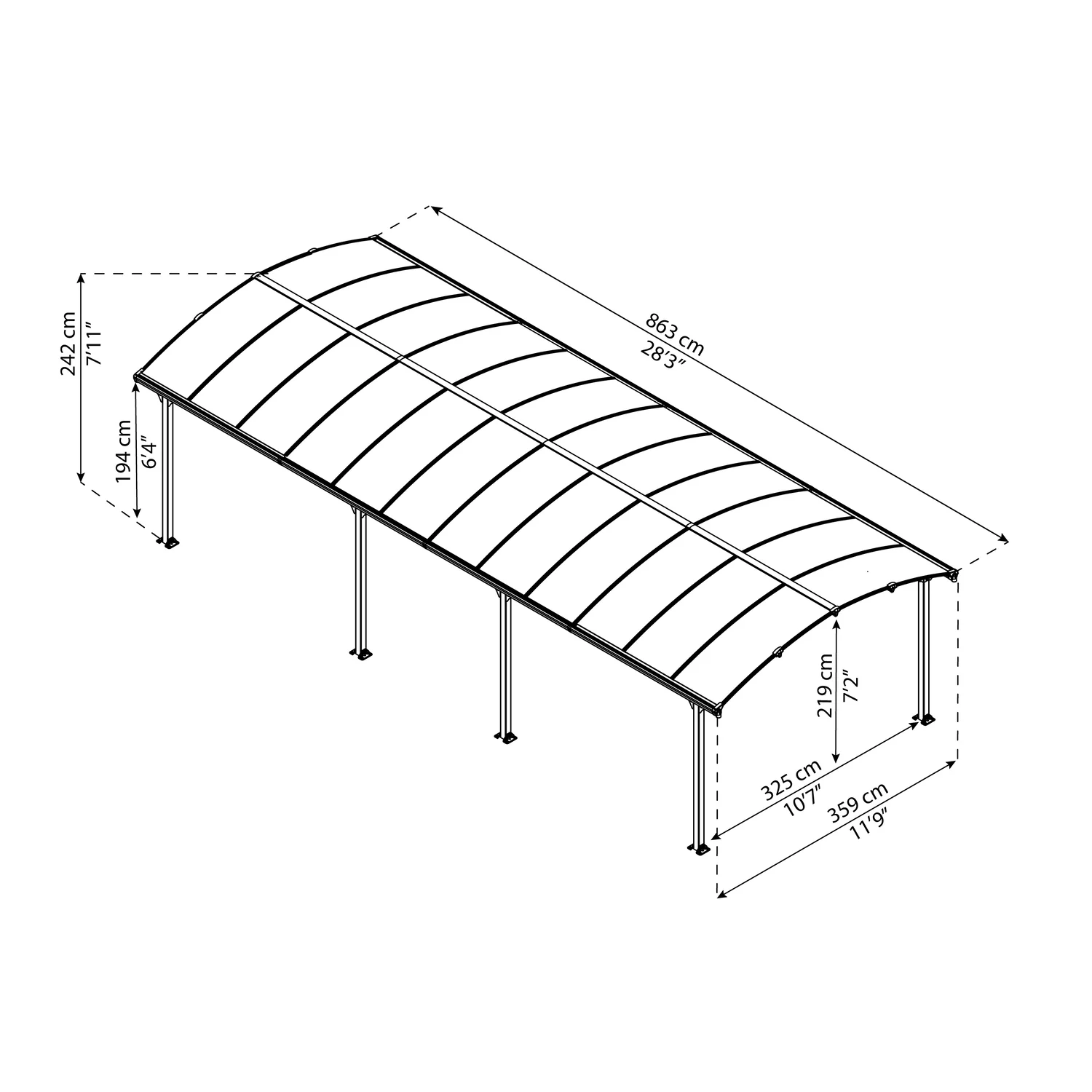 Palram - Canopia | Arcadia 5000 Carport 12x28x8 ft - Image 7