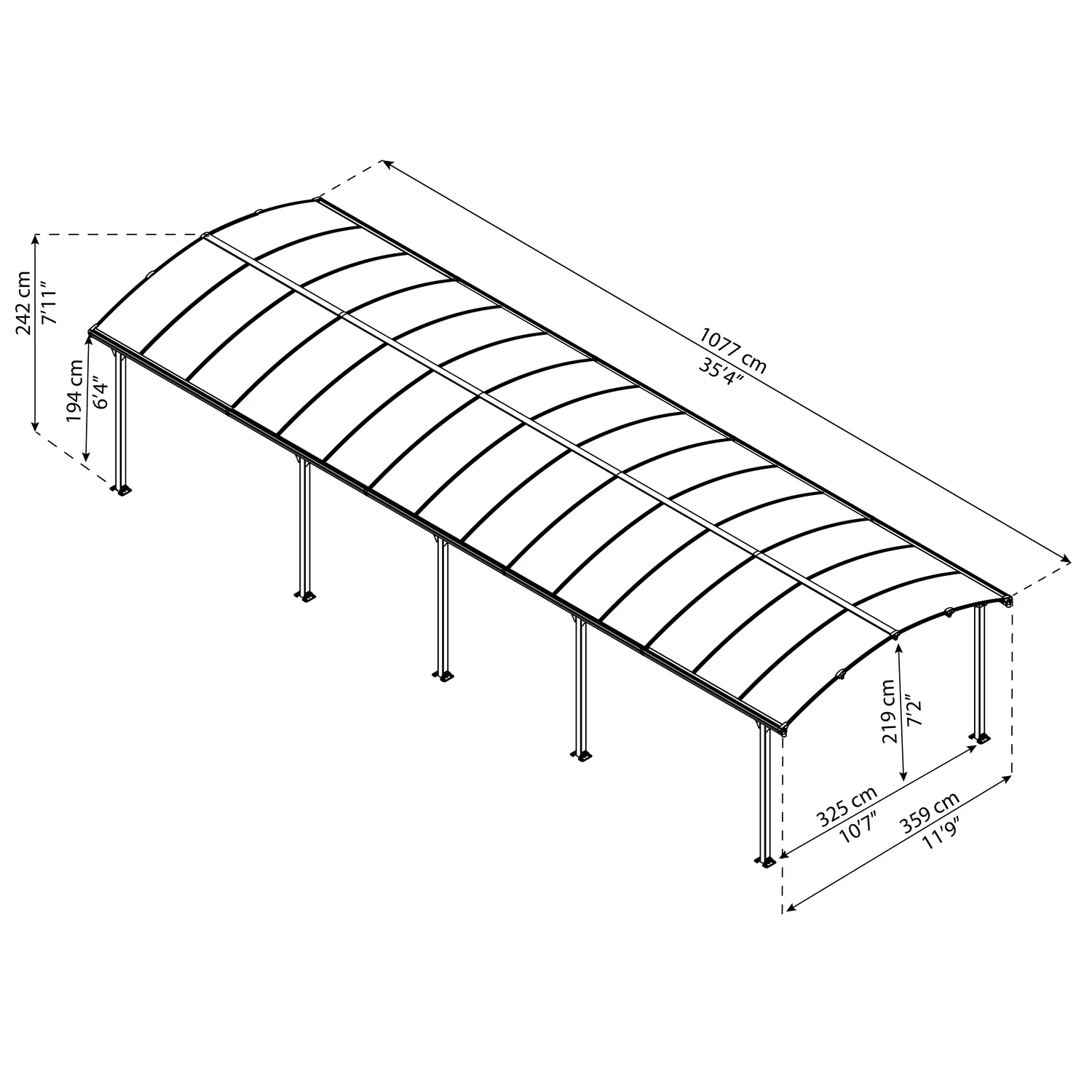 Palram - Canopia | Arcadia 5000 Carport 12x35x8 ft - Image 9
