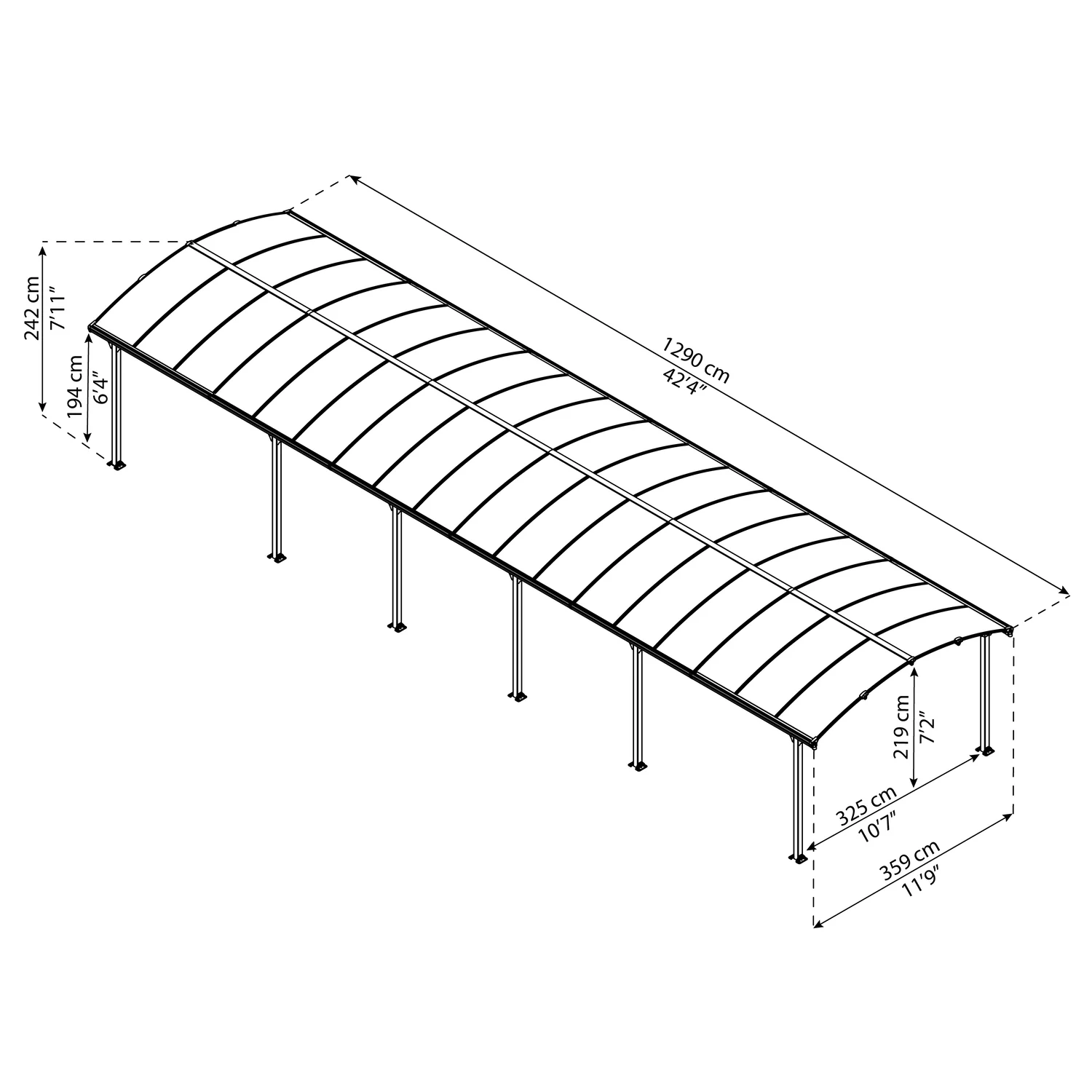 Palram - Canopia | Arcadia 5000 Carport 12x42x8 ft - Image 5