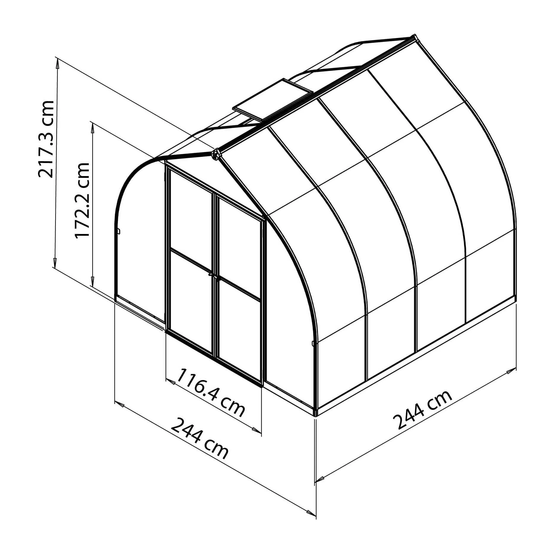 Palram - Canopia | Bella Greenhouse 8 ft Wide - Silver With 6mm Twin-wall Polycarbonate Glazing - Image 13