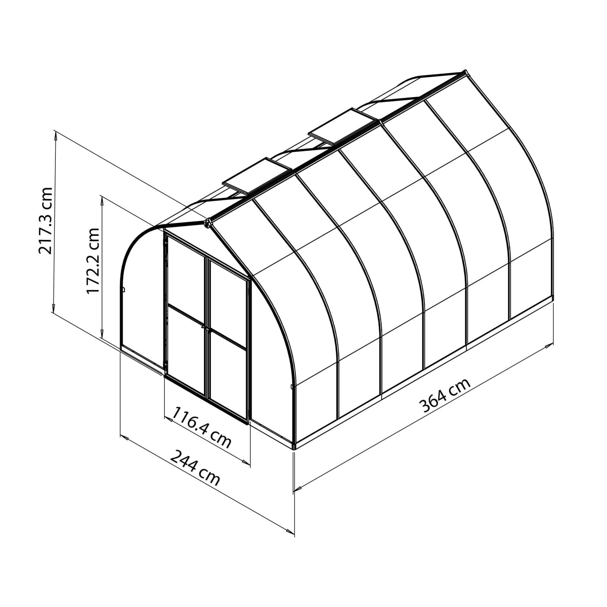 Palram - Canopia | Bella Greenhouse 8 ft Wide - Silver With 6mm Twin-wall Polycarbonate Glazing - Image 17