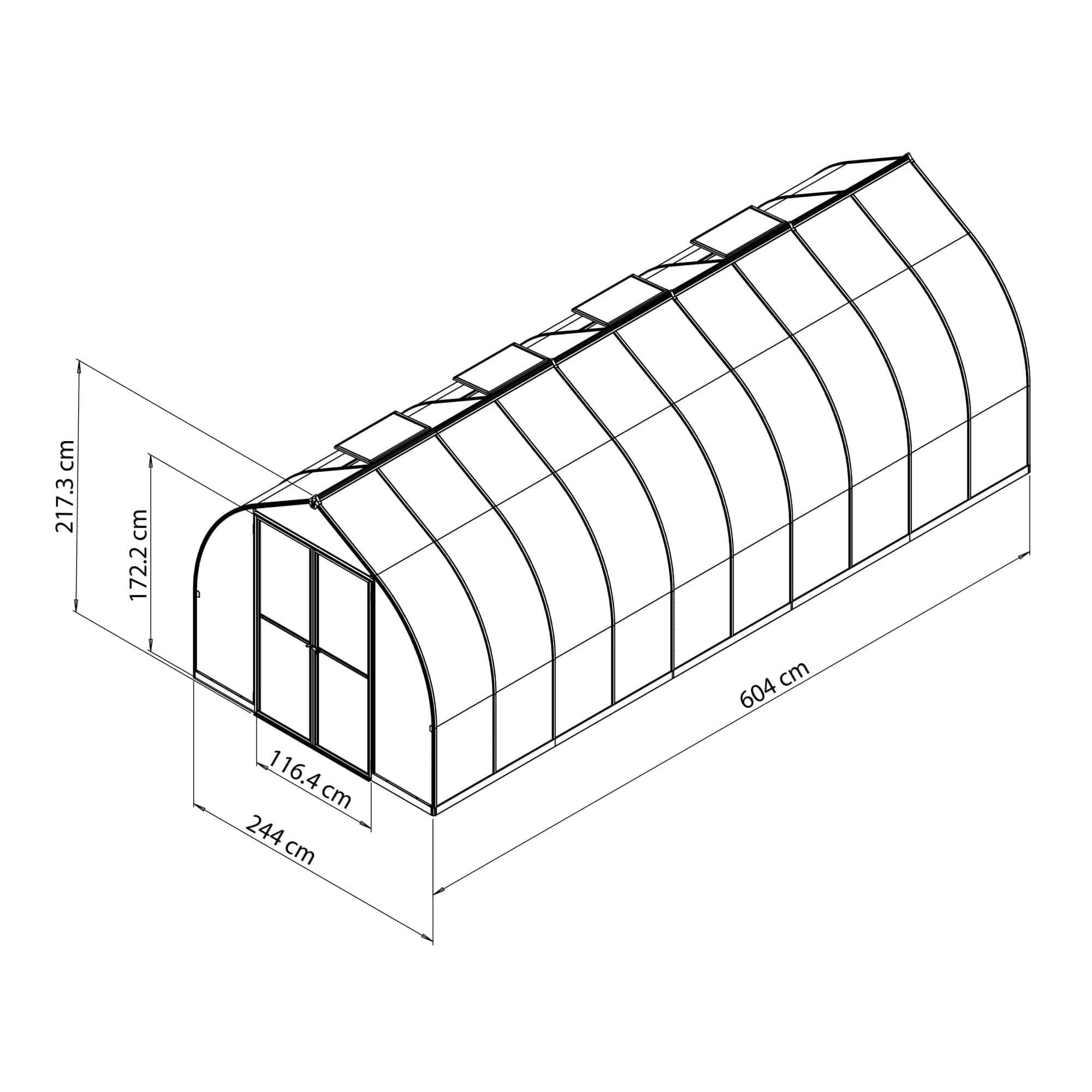 Palram - Canopia | Bella Greenhouse 8 ft Wide - Silver With 6mm Twin-wall Polycarbonate Glazing - Image 25