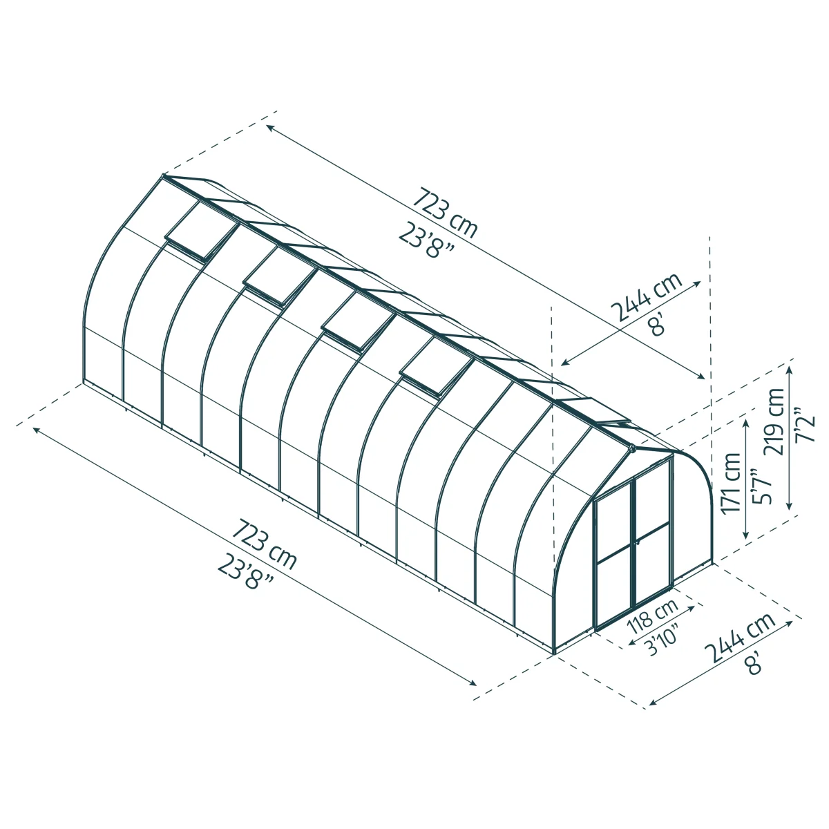 Palram - Canopia | Bella Greenhouse 8 ft Wide - Silver With 6mm Twin-wall Polycarbonate Glazing - Image 31