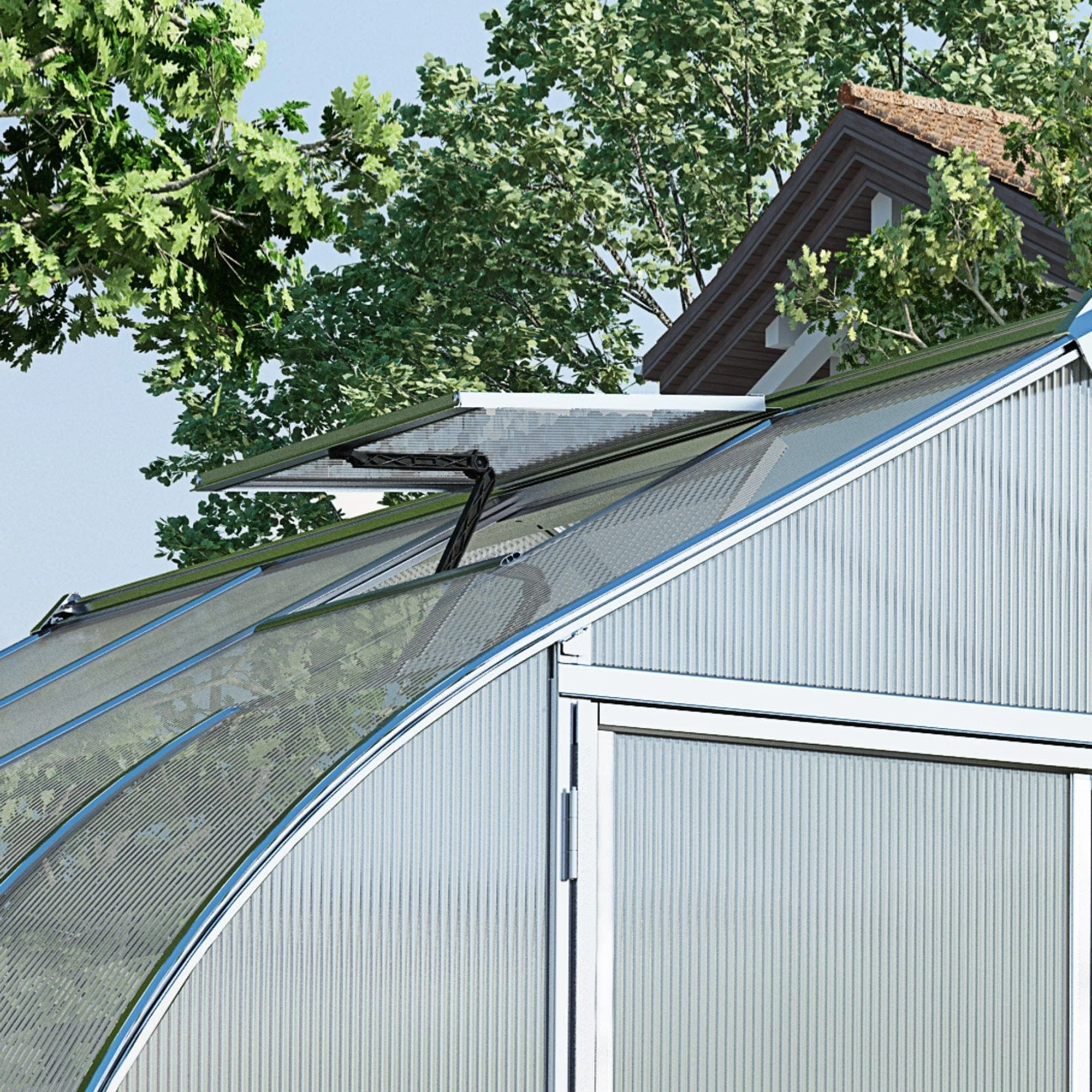 Palram - Canopia | Bella Greenhouse 8 ft Wide - Silver With 6mm Twin-wall Polycarbonate Glazing - Image 4