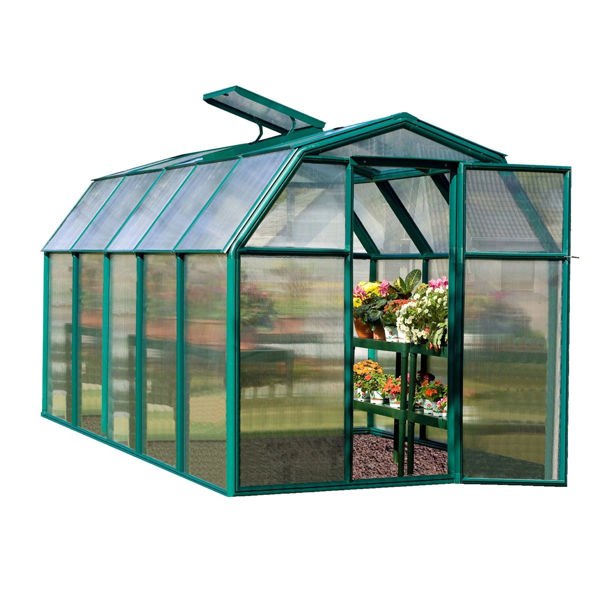 Palram - Canopia | EcoGrow Greenhouse Kit - 6 ft Wide - Green With 6mm Twin-wall Polycarbonate Glazing - Image 14
