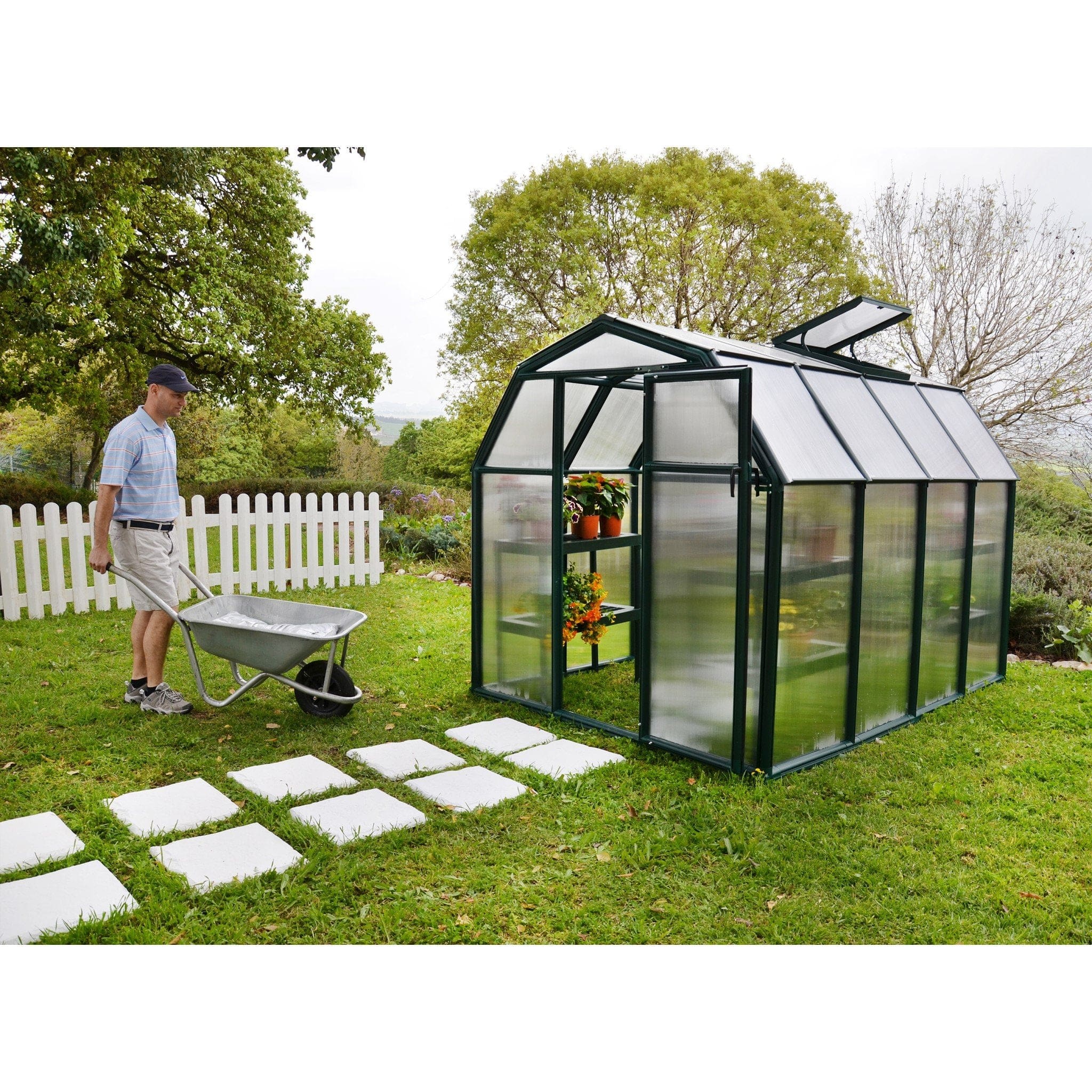 Palram - Canopia | EcoGrow Greenhouse Kit - 6 ft Wide - Green With 6mm Twin-wall Polycarbonate Glazing - Image 8